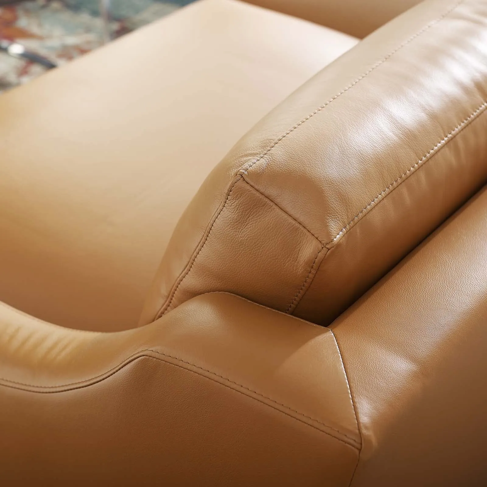 Harness 83.5" Stainless Steel Base Leather Sofa by Modway