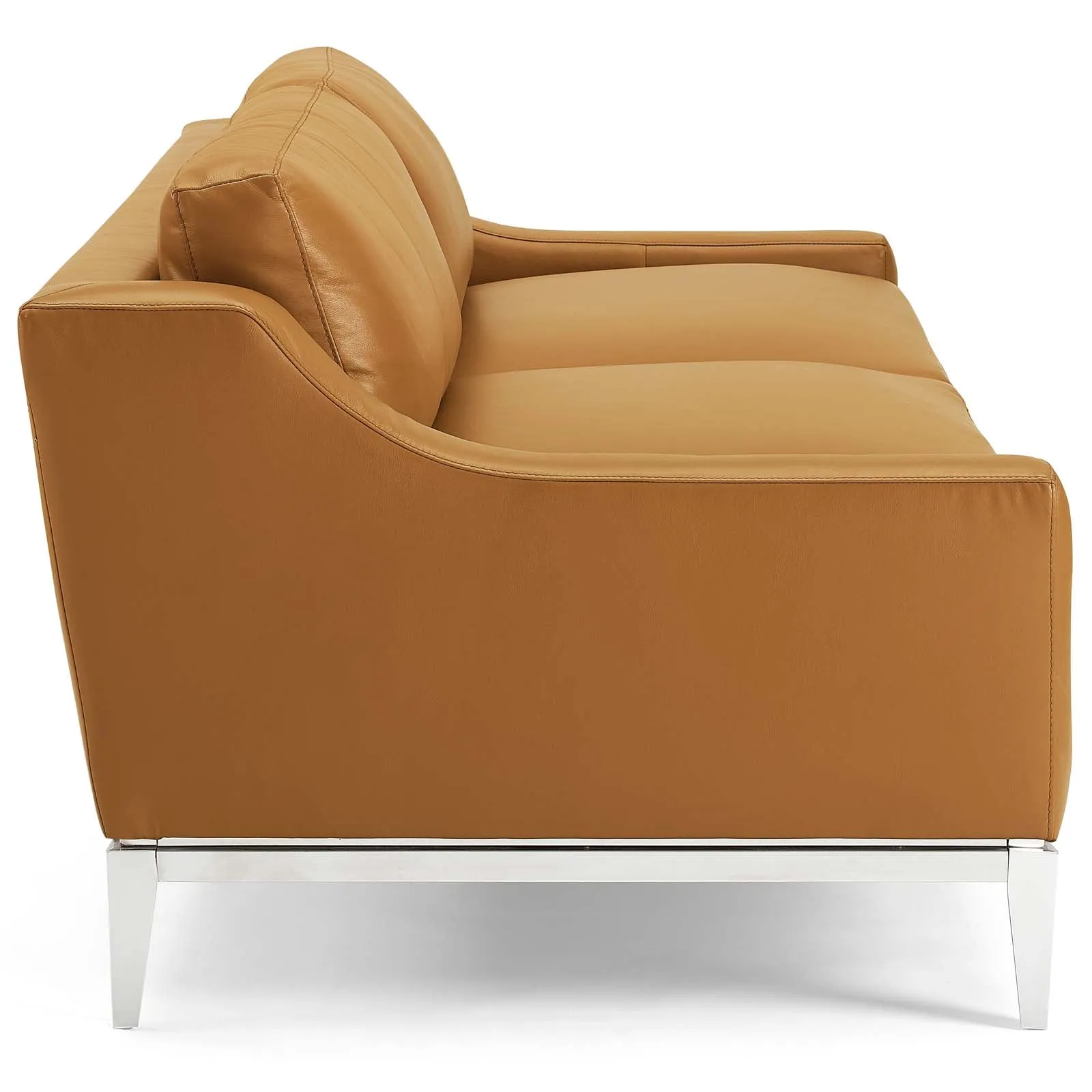 Harness 83.5" Stainless Steel Base Leather Sofa by Modway
