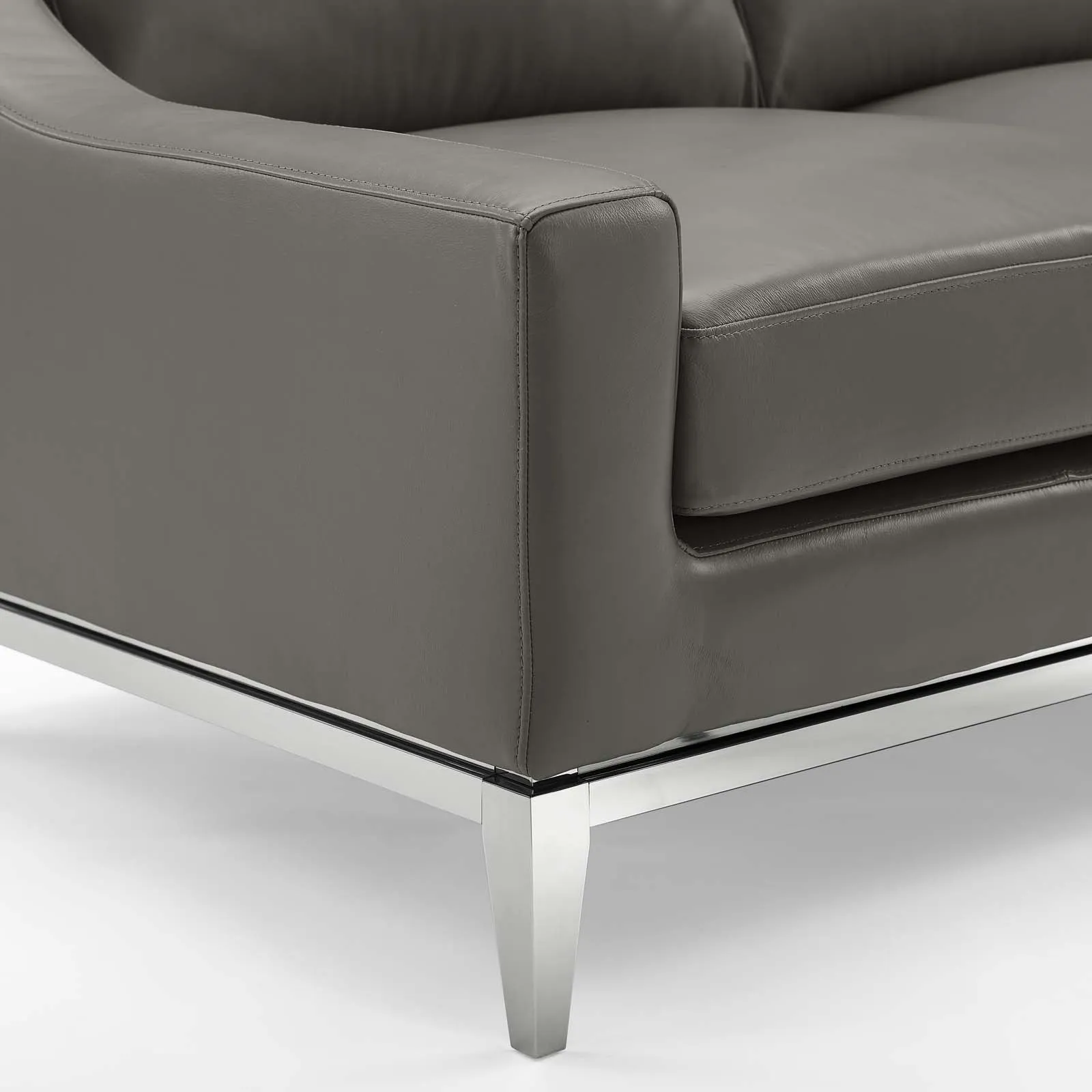 Harness 83.5" Stainless Steel Base Leather Sofa by Modway