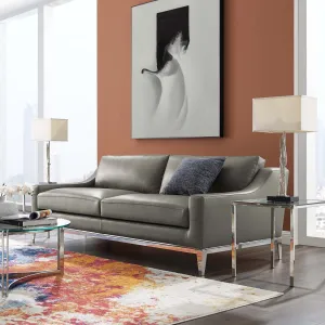 Harness 83.5" Stainless Steel Base Leather Sofa by Modway