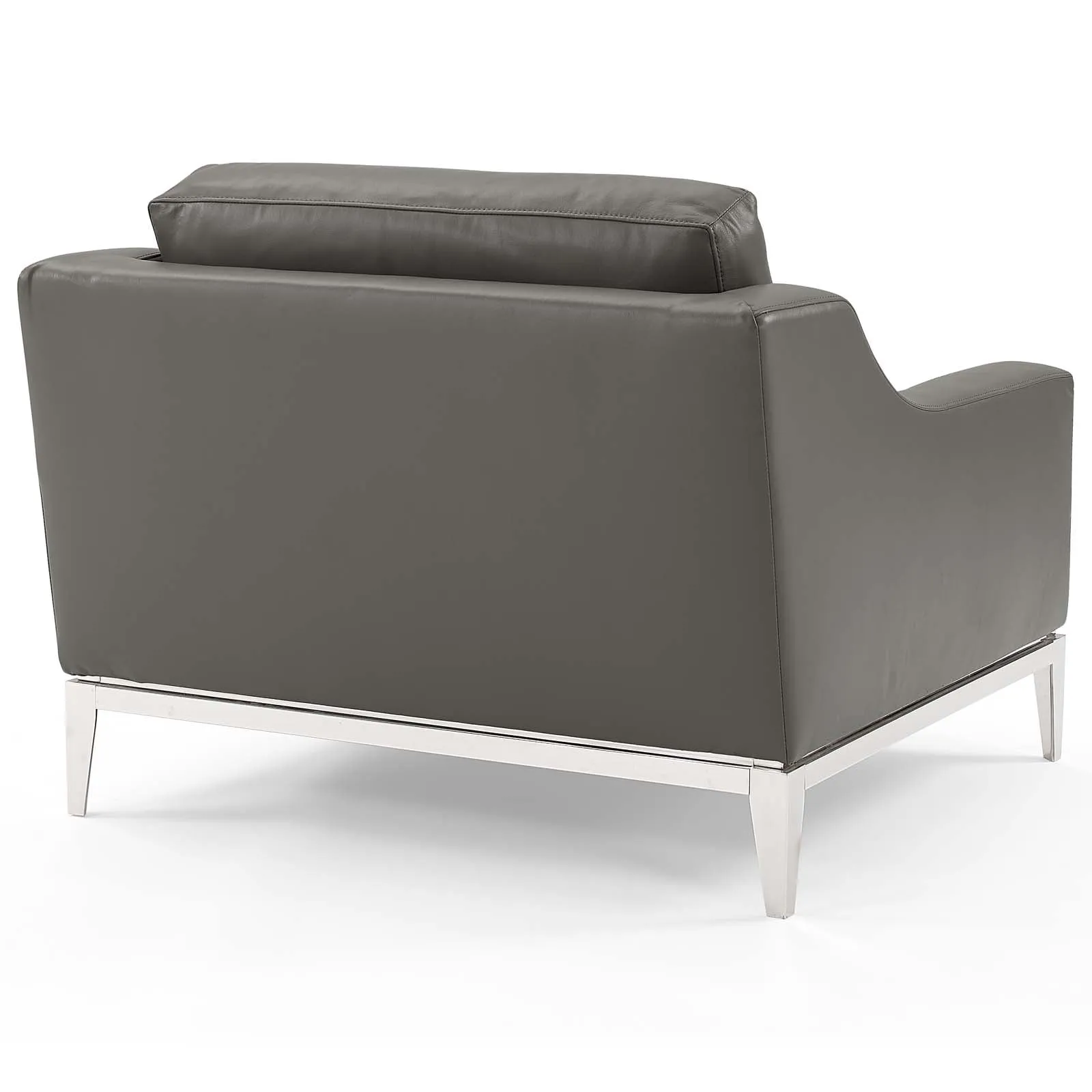 Harness Stainless Steel Base Leather Sofa & Armchair Set by Modway