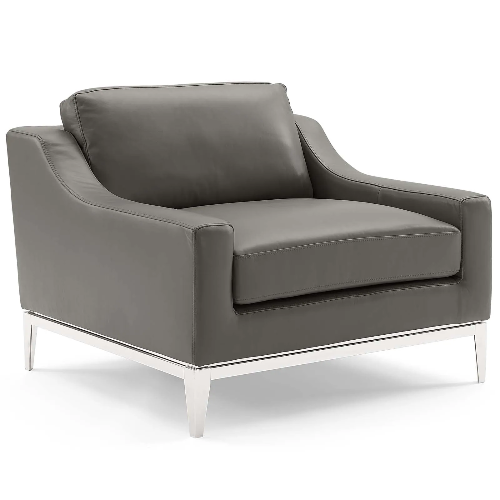 Harness Stainless Steel Base Leather Sofa & Armchair Set by Modway
