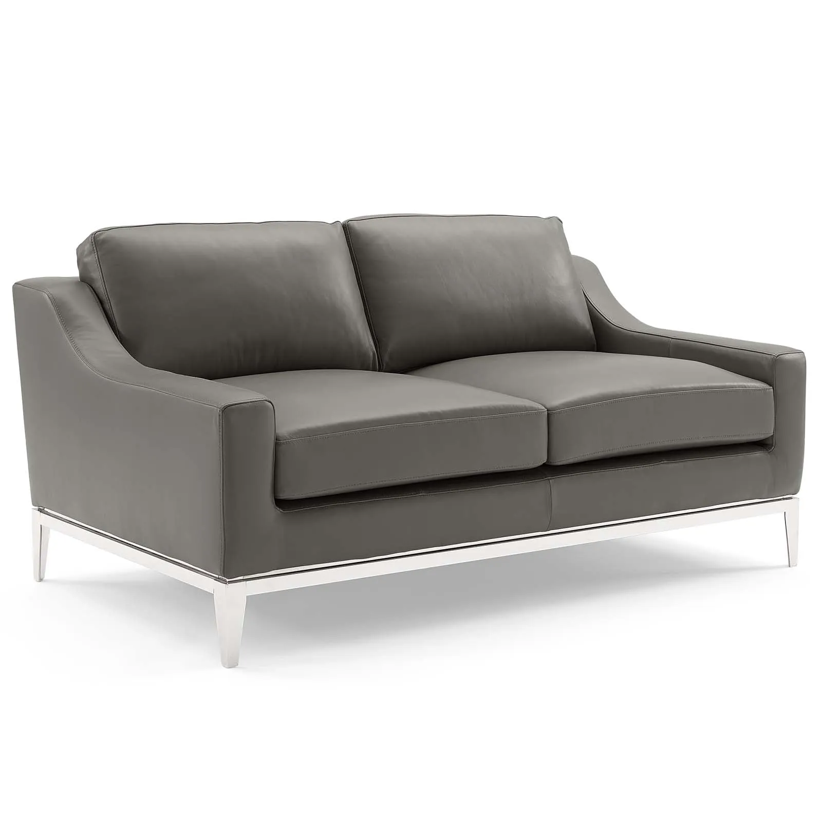 Harness Stainless Steel Base Leather Sofa and Loveseat Set by Modway