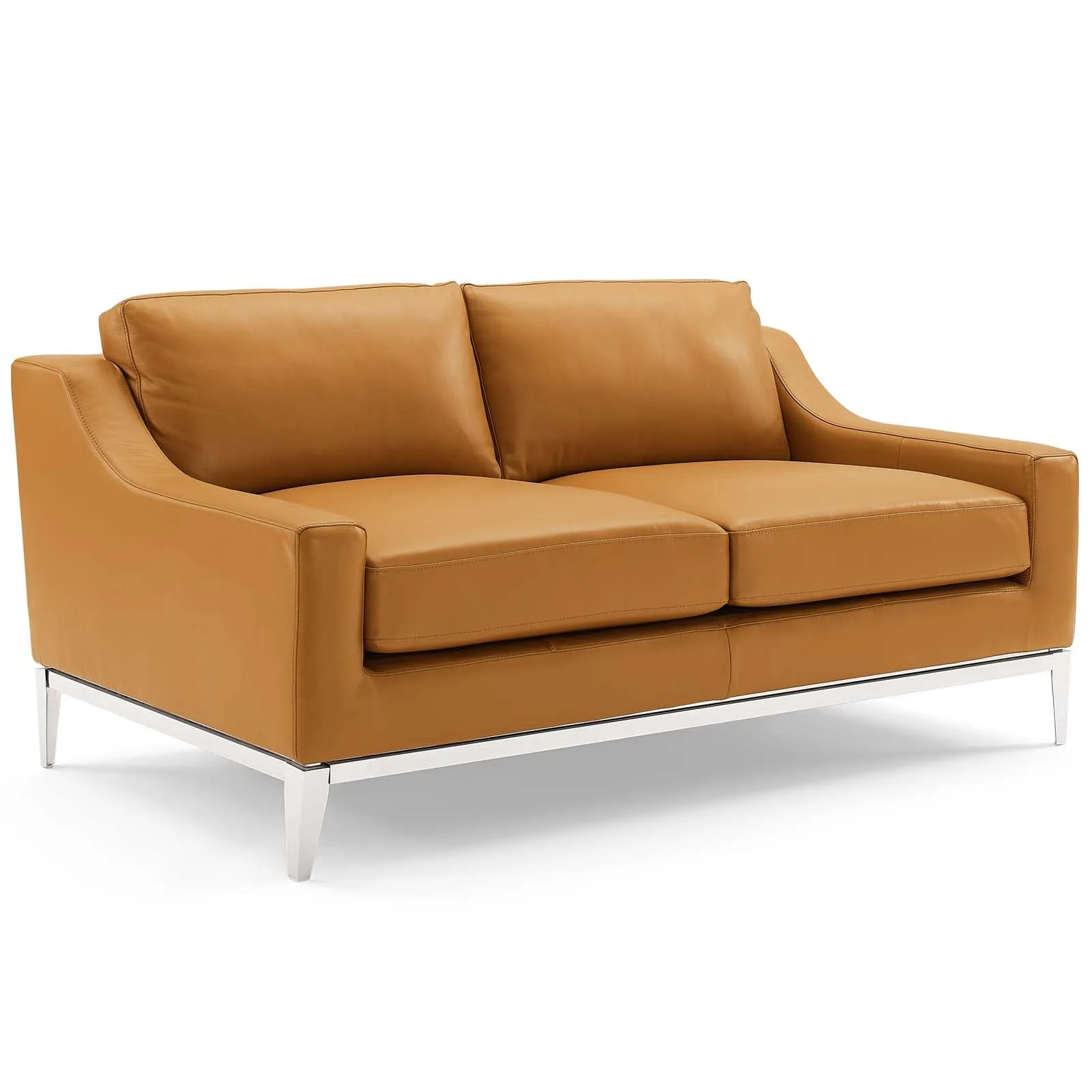 Harness Stainless Steel Base Leather Sofa and Loveseat Set by Modway