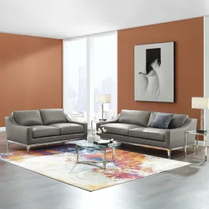 Harness Stainless Steel Base Leather Sofa and Loveseat Set by Modway