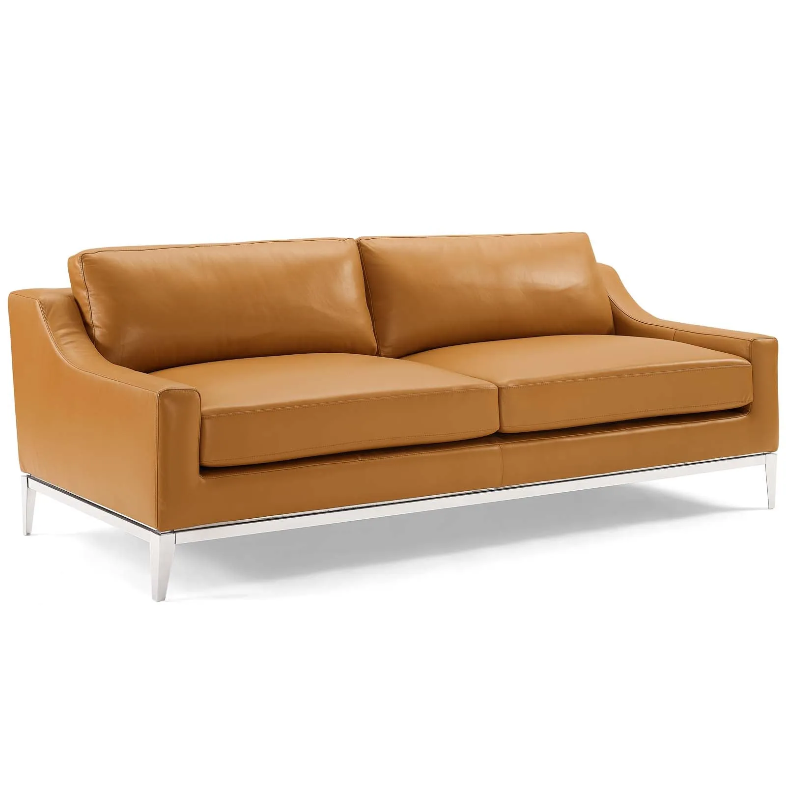 Harness Stainless Steel Base Leather Sofa and Loveseat Set by Modway