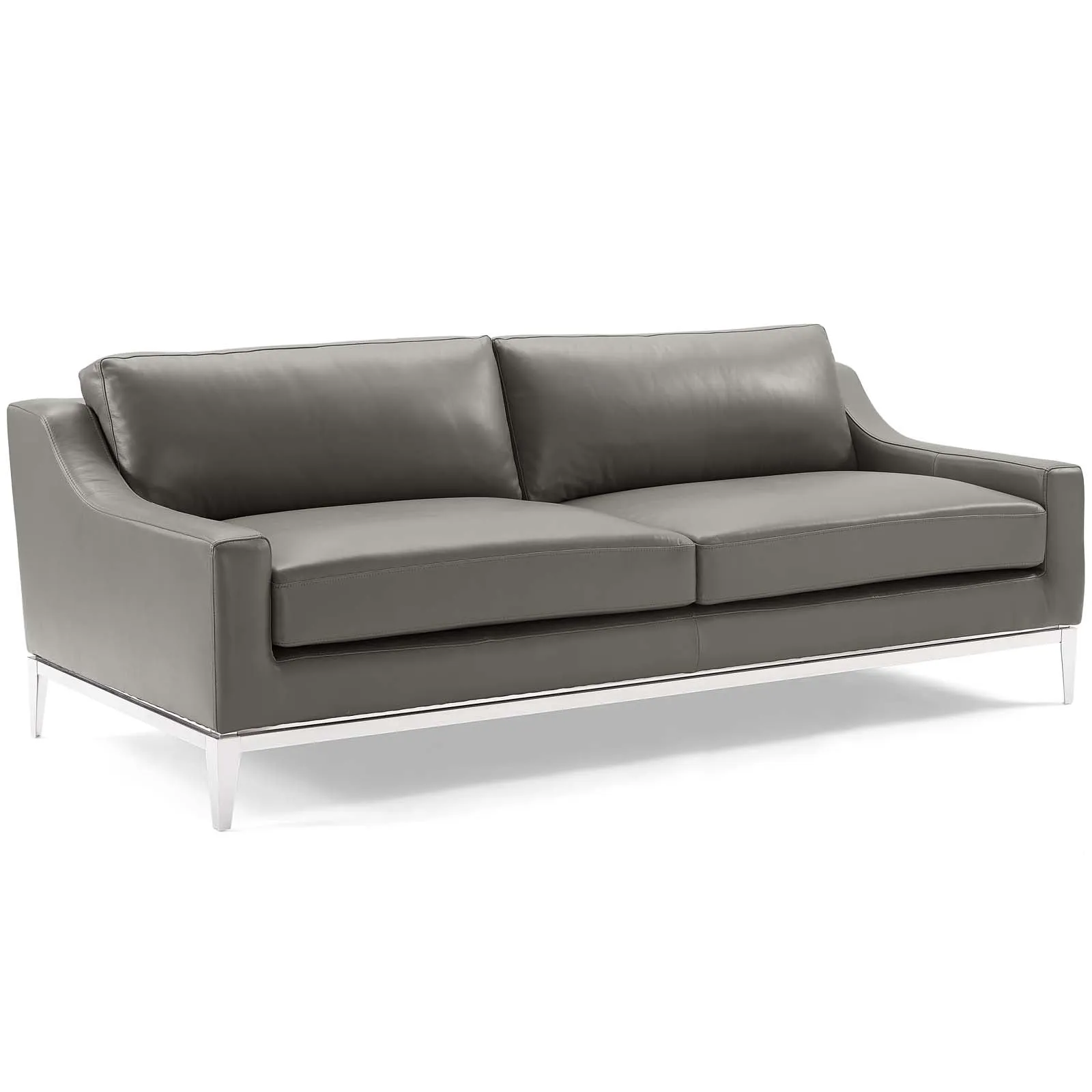 Harness Stainless Steel Base Leather Sofa and Loveseat Set by Modway