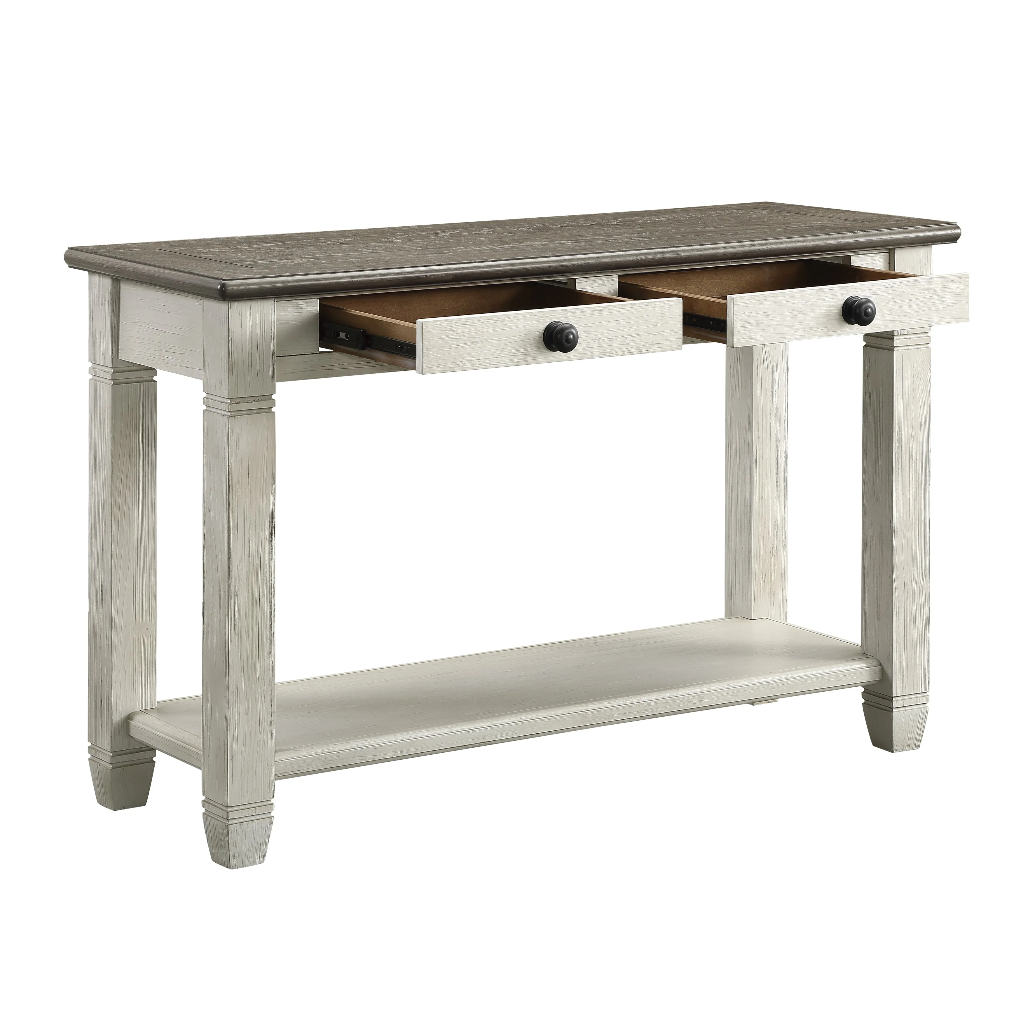 Harold 48" Sofa Table - Antique White and Brown