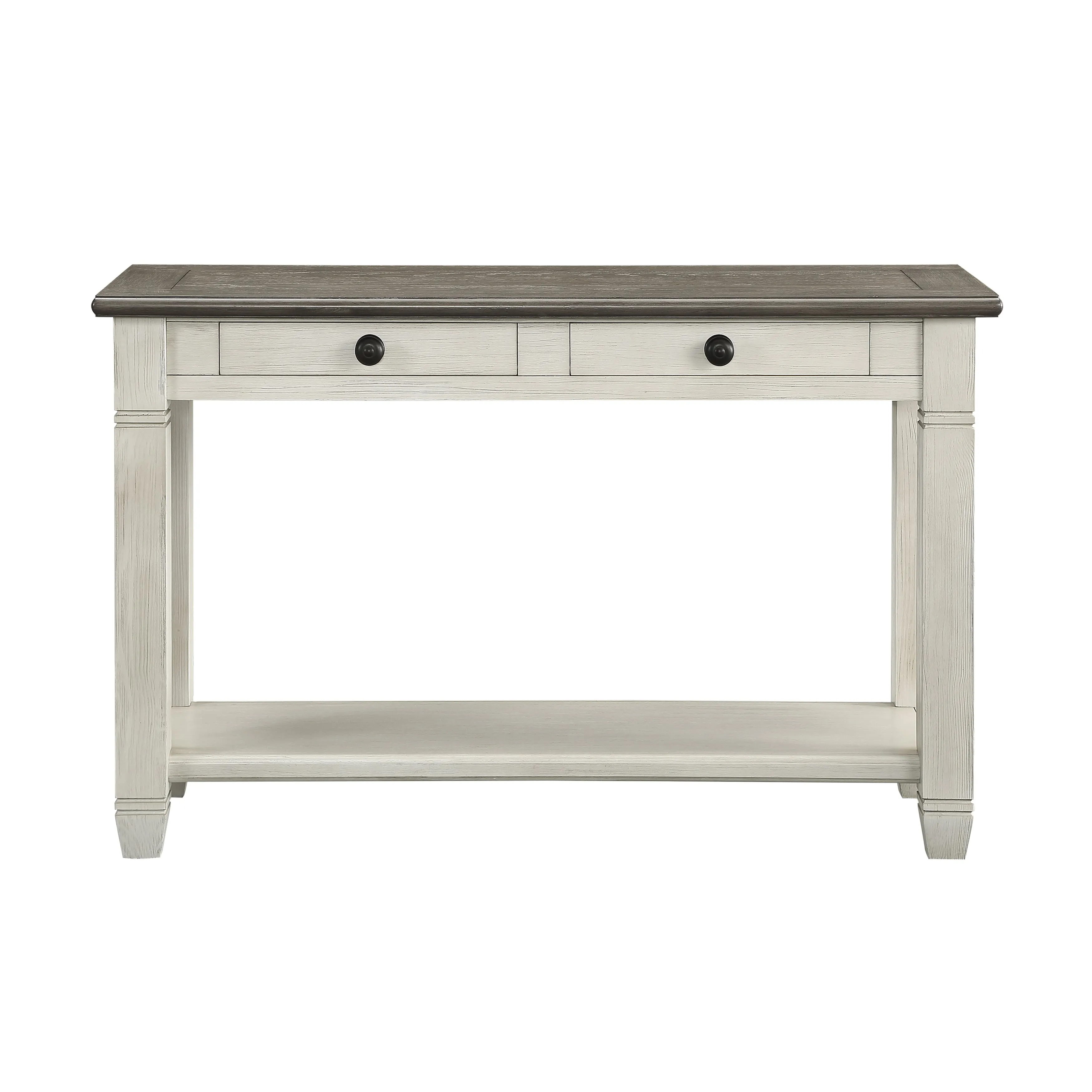 Harold 48" Sofa Table - Antique White and Brown