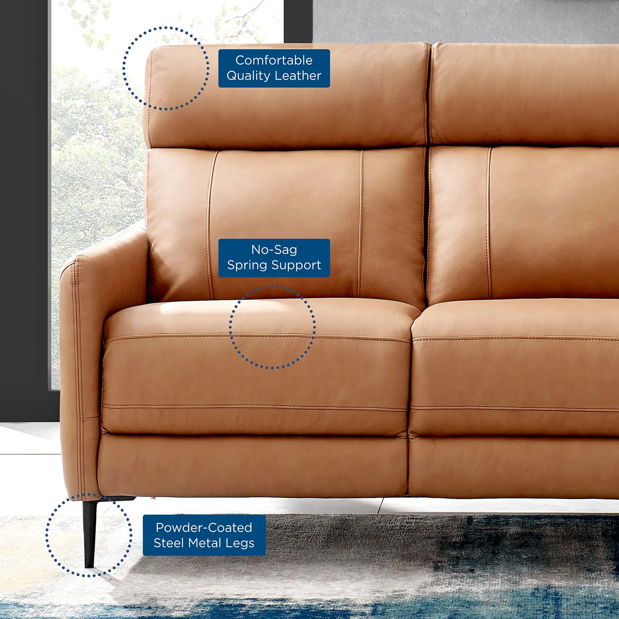 Huxley Leather Sofa by Modway