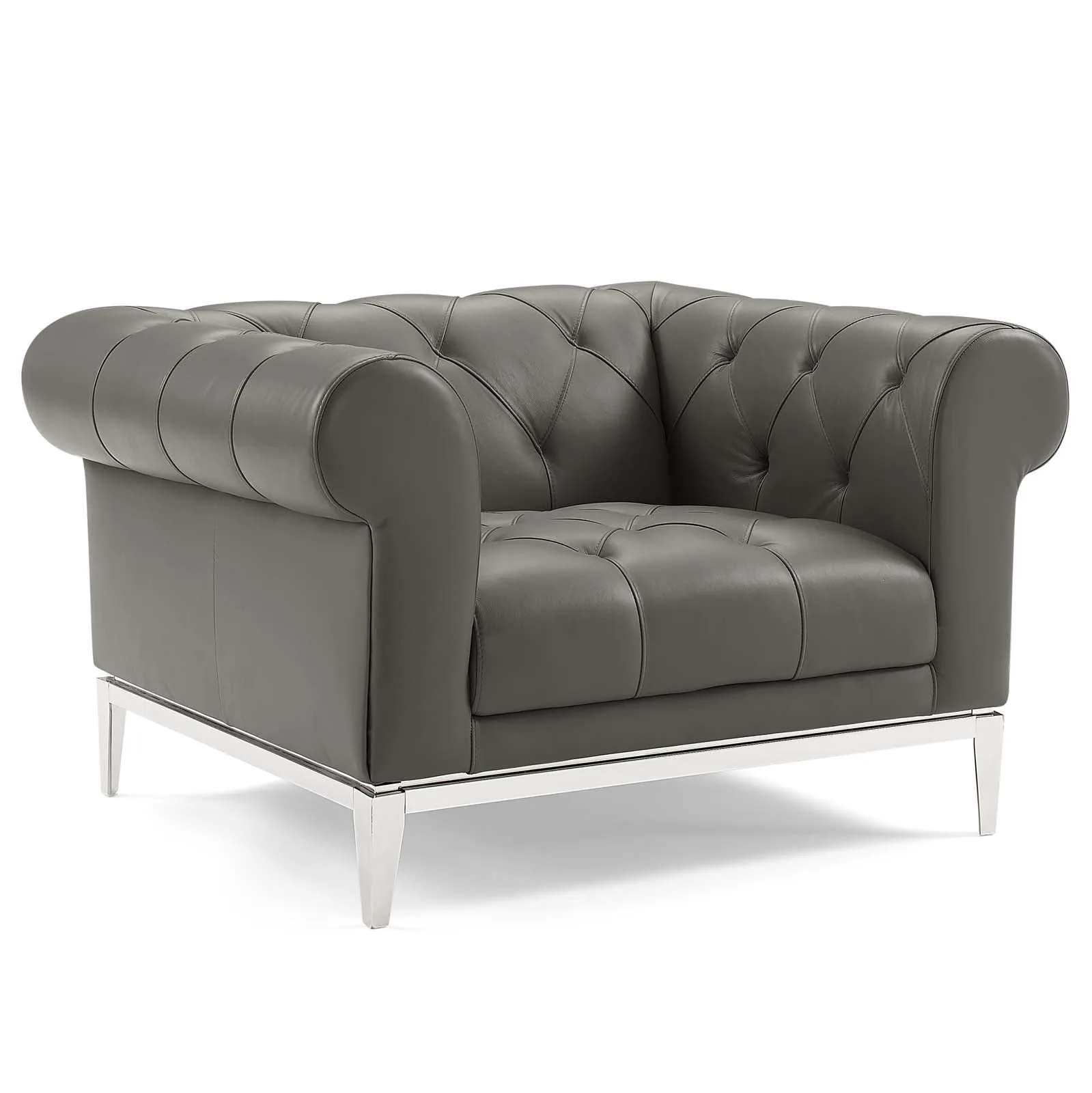 Idyll Tufted Button Upholstered Leather Chesterfield Armchair by Modway