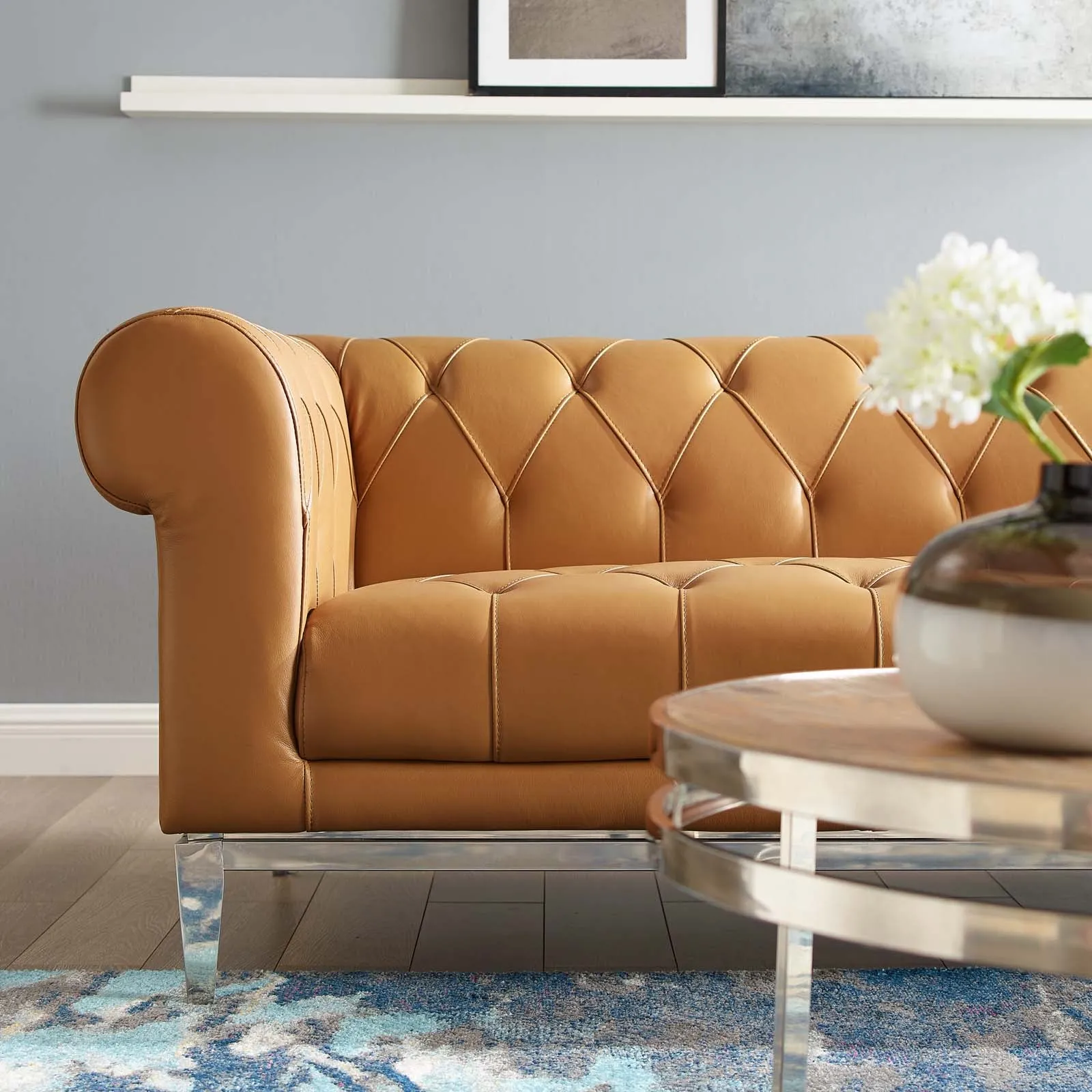 Idyll Tufted Button Upholstered Leather Chesterfield Sofa by Modway