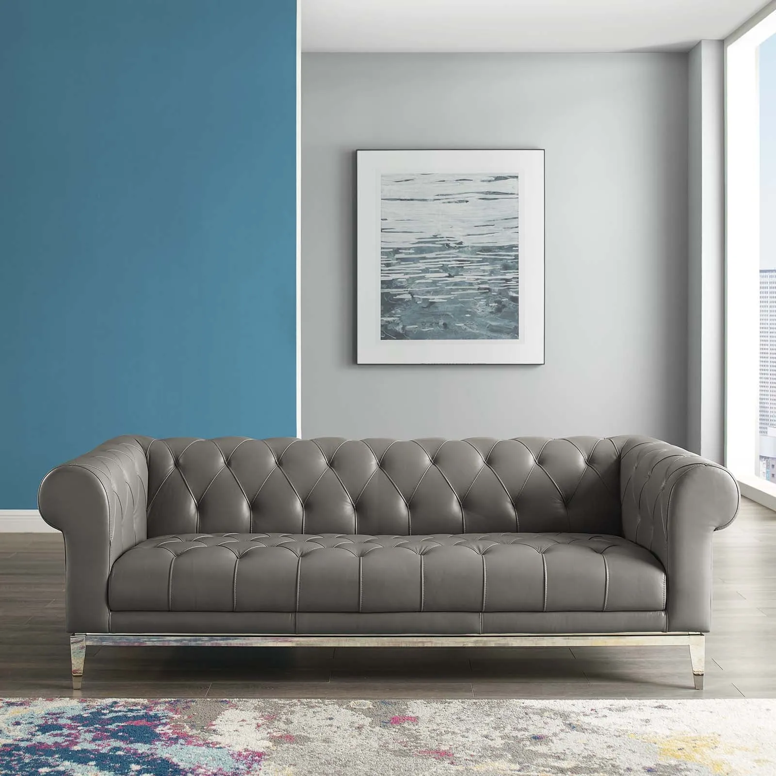 Idyll Tufted Button Upholstered Leather Chesterfield Sofa by Modway