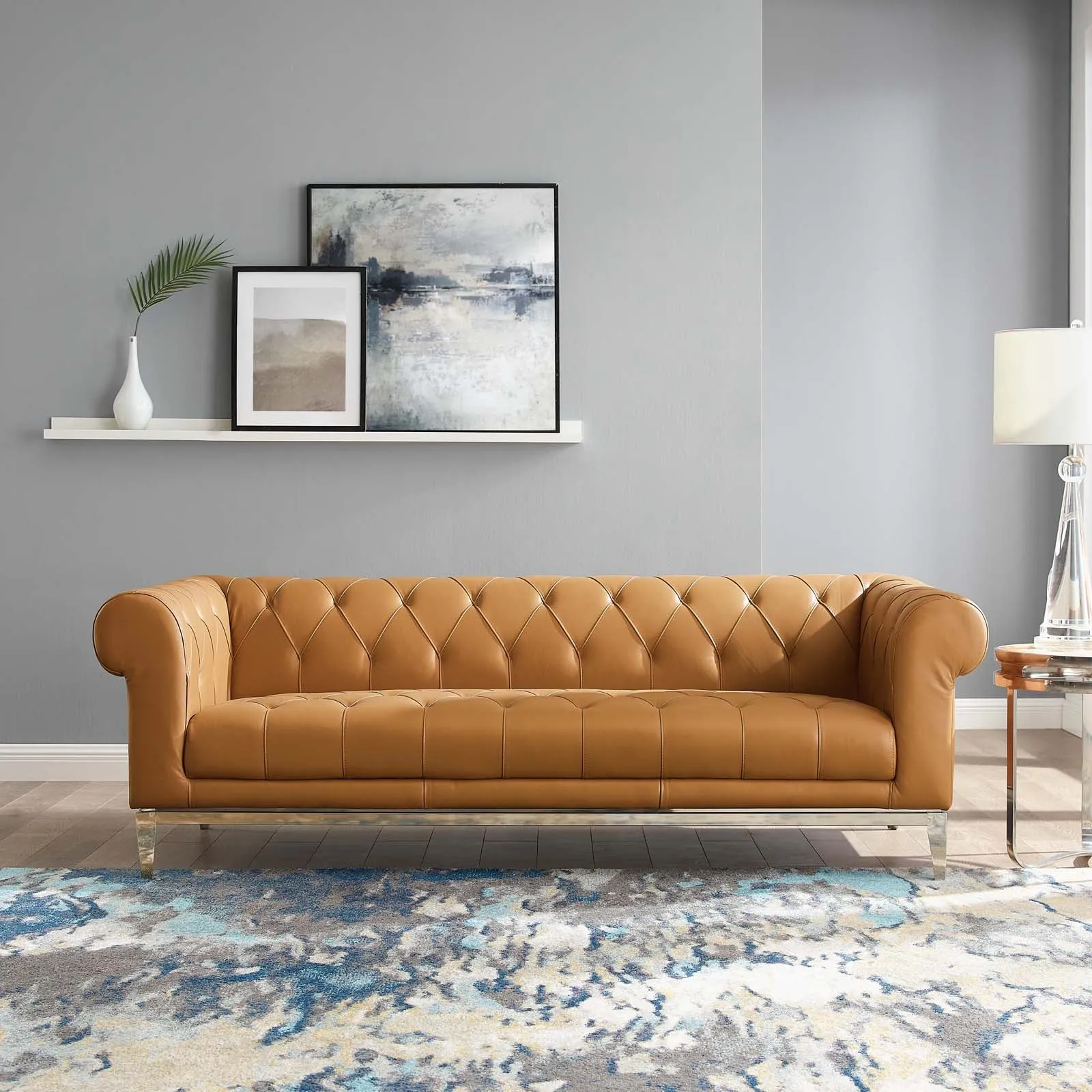 Idyll Tufted Button Upholstered Leather Chesterfield Sofa by Modway