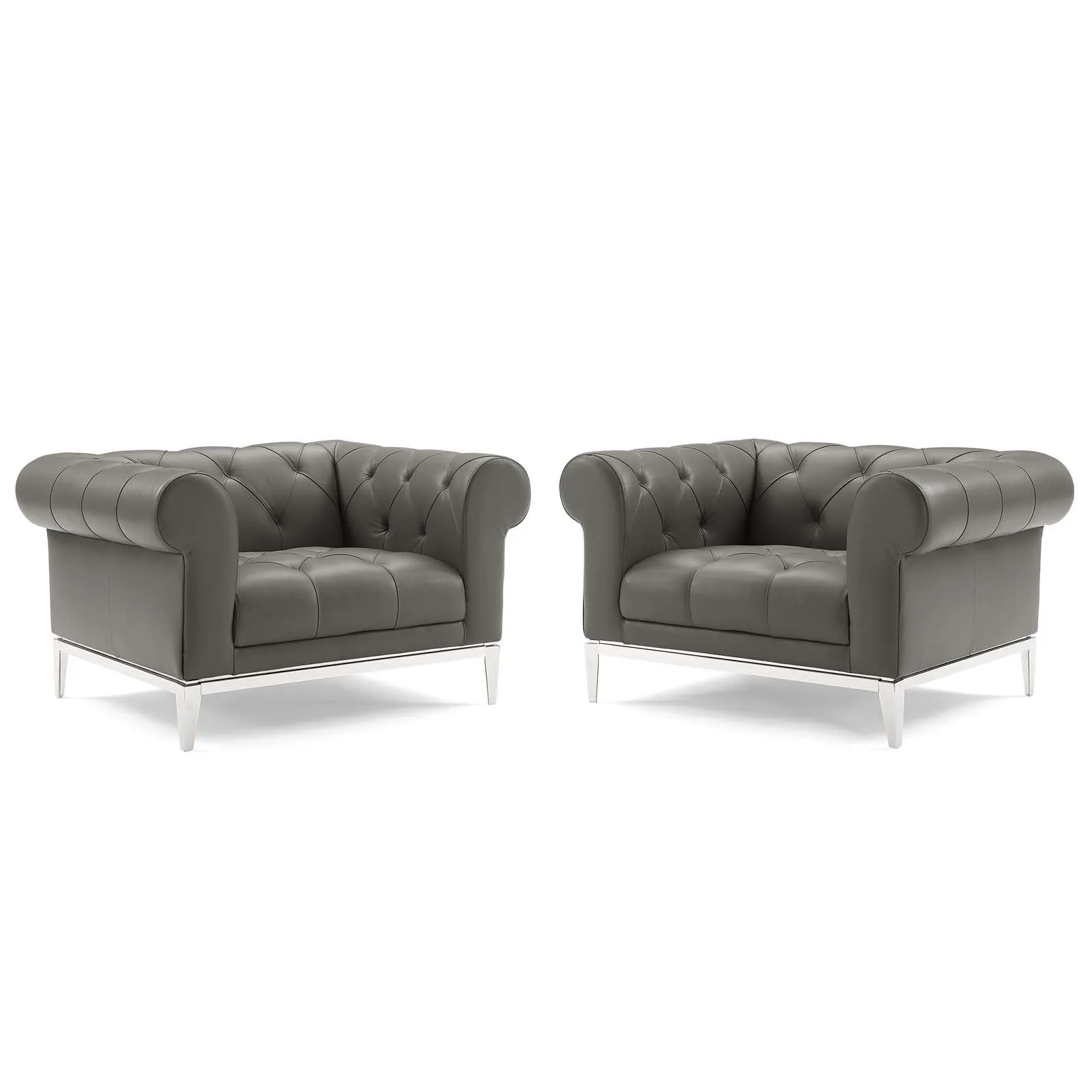 Idyll Tufted Upholstered Leather Armchair Set of 2 by Modway