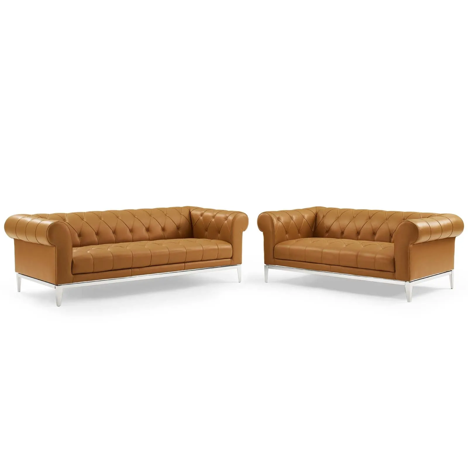Idyll Tufted Upholstered Leather Sofa and Loveseat Set by Modway