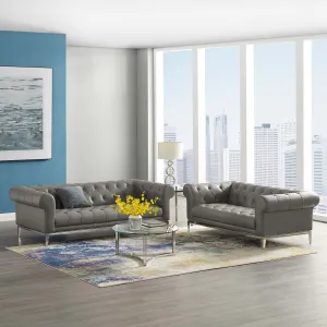 Idyll Tufted Upholstered Leather Sofa and Loveseat Set by Modway