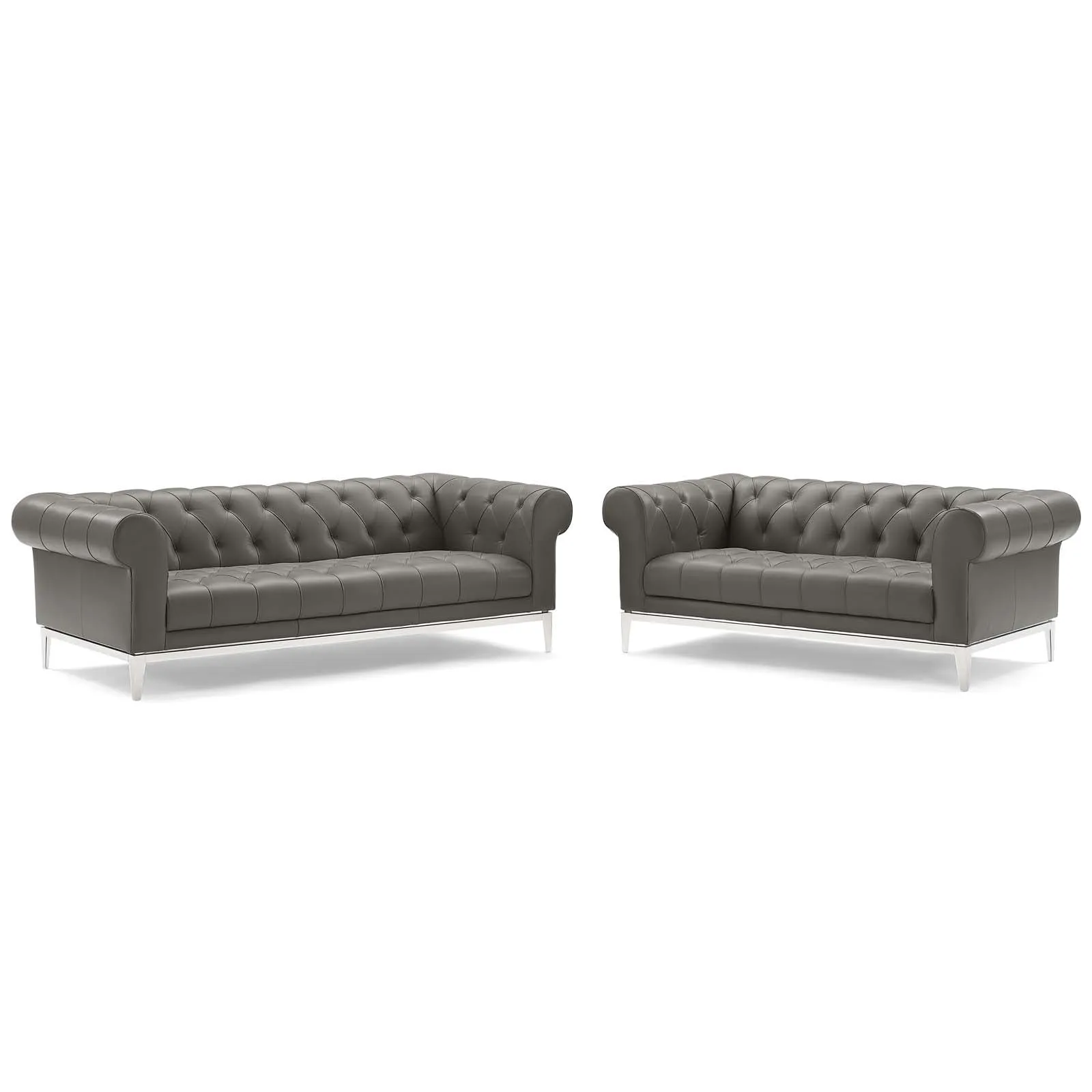 Idyll Tufted Upholstered Leather Sofa and Loveseat Set by Modway