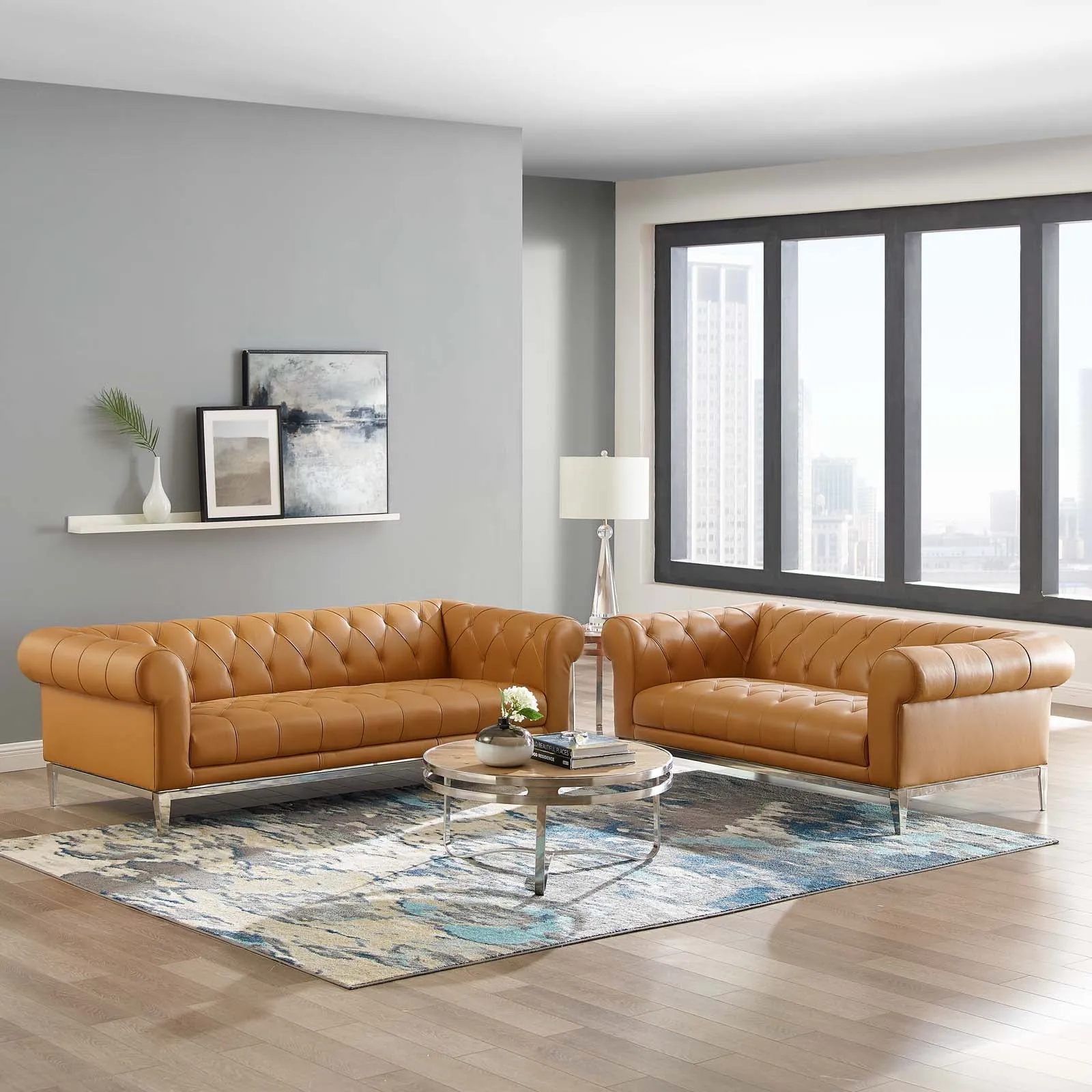 Idyll Tufted Upholstered Leather Sofa and Loveseat Set by Modway