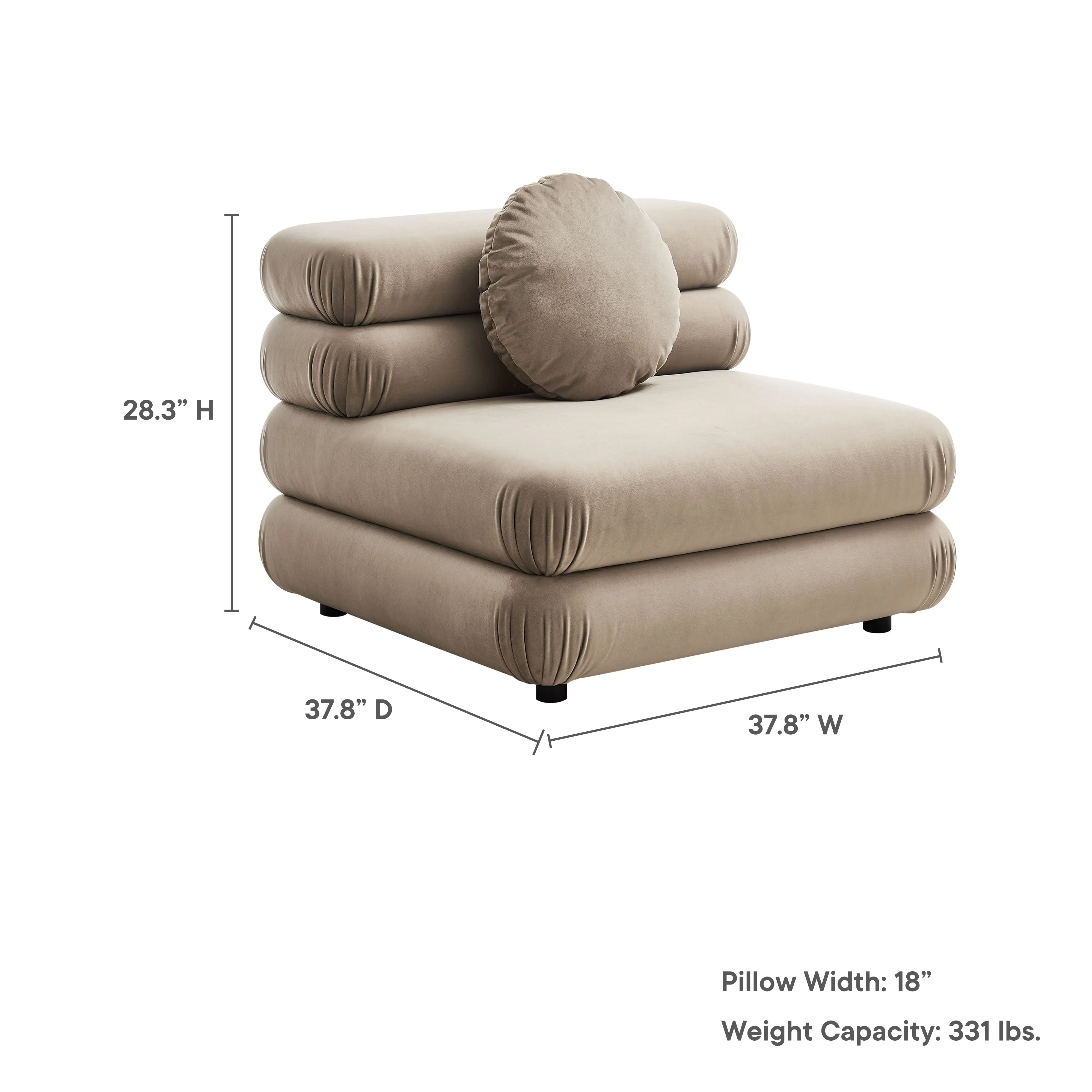 Jubilee Modular Performance Velvet Armless Chair by Modway