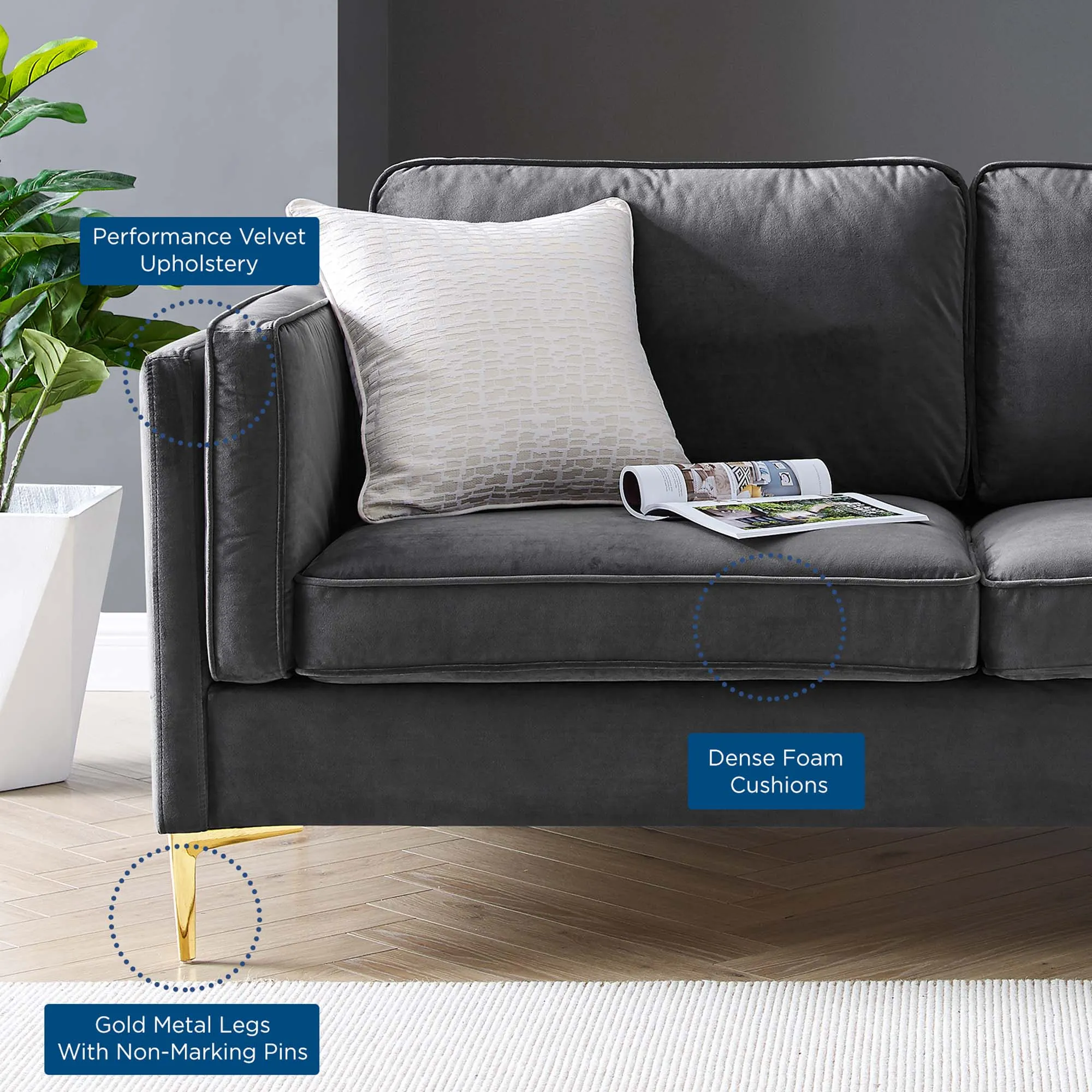 Kaiya Performance Velvet Sofa by Modway
