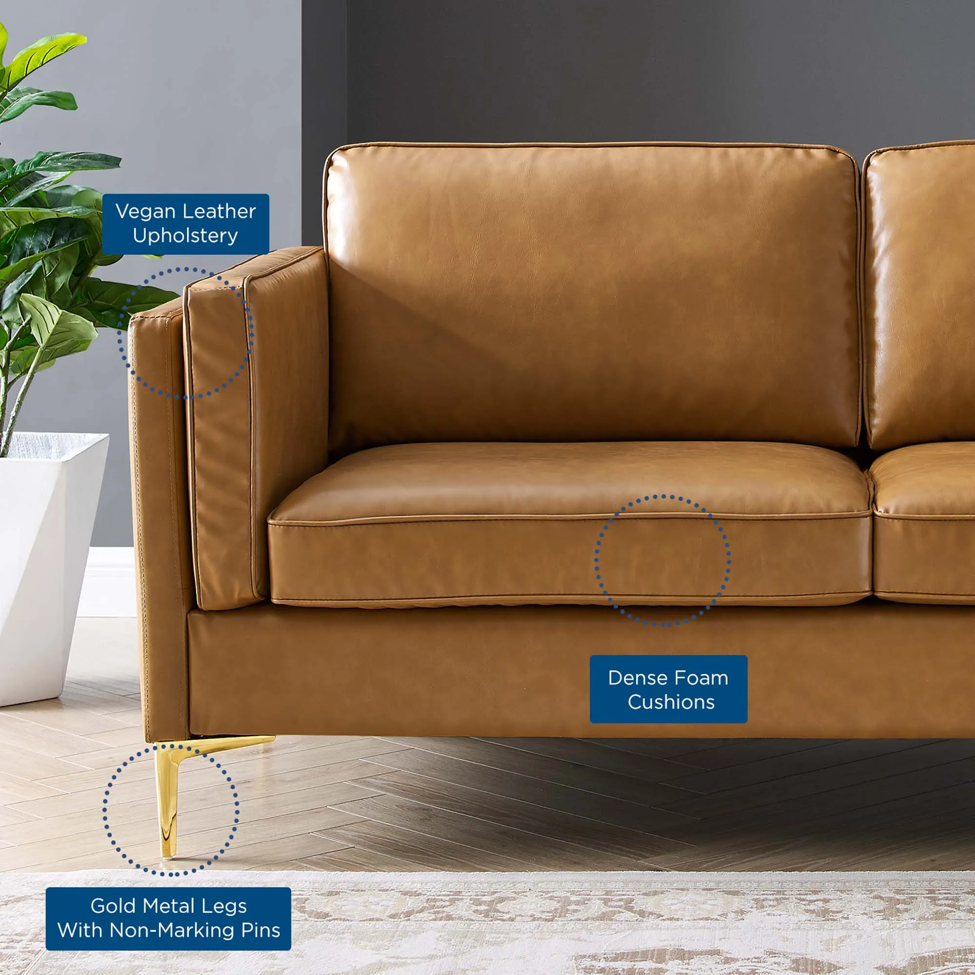 Kaiya Vegan Leather Sofa by Modway