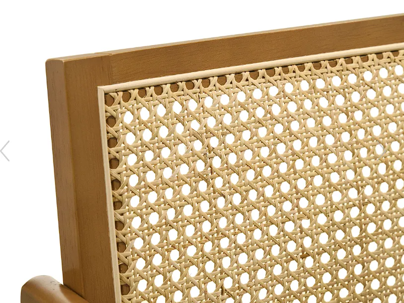 Kane Solid Wood Bar Stool With Woven Rattan Back And Upholstered Seat Light Walnut