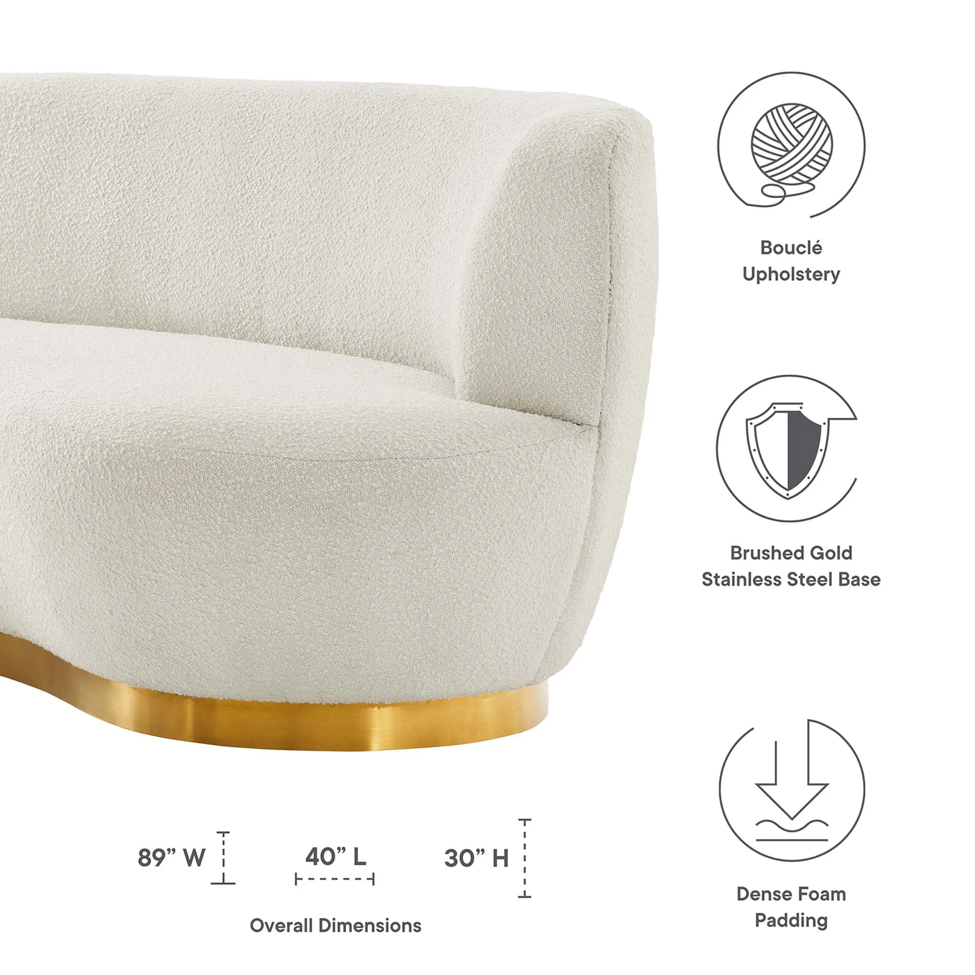 Kindred Boucle Upholstered Sofa by Modway