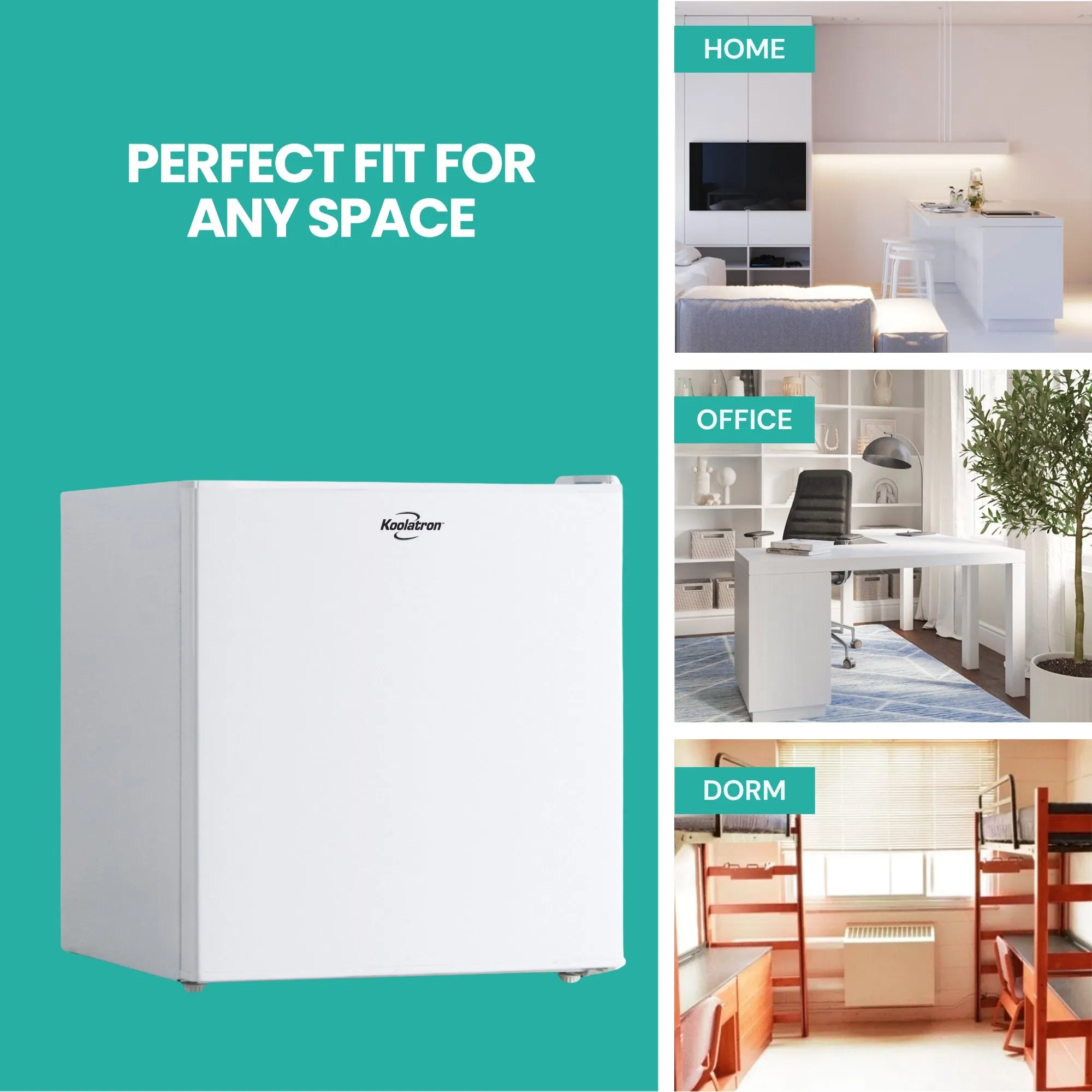 Koolatron 1.7 Cu Ft (47L) Compact Fridge With Freezer | White | Compressor Mini Fridge | Reversible Door | Flat Back | Removable Shelf | Snacks Frozen Meals Drinks Beer Beverages College Dorm Office
