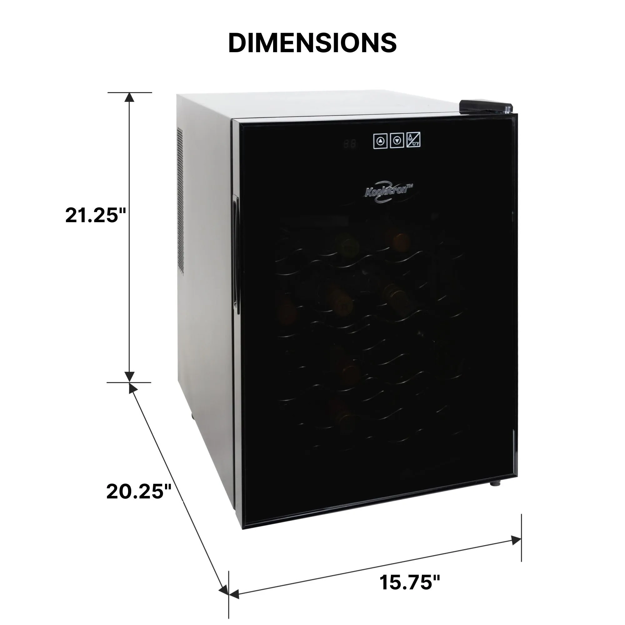 Koolatron 20 Bottle Wine Cooler, Black Thermoelectric Wine Fridge, 1.7 cu. ft. (48L), Freestanding Wine Cellar, Red, White and Sparkling Wine Storage for Home Bar, Apartment, Condo