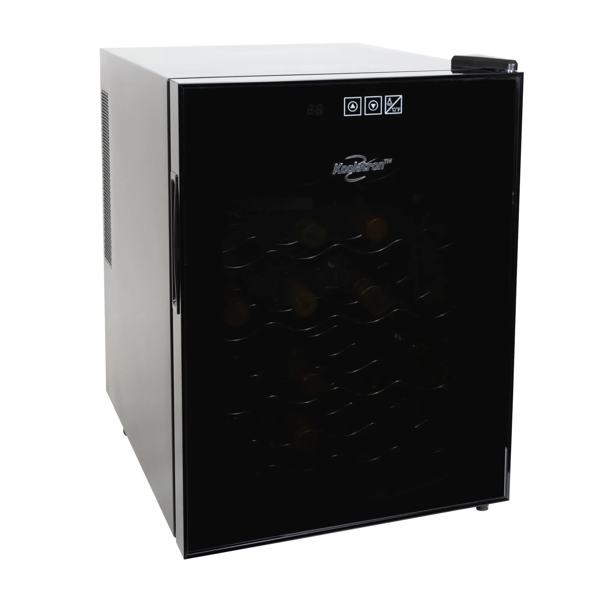 Koolatron 20 Bottle Wine Cooler, Black Thermoelectric Wine Fridge, 1.7 cu. ft. (48L), Freestanding Wine Cellar, Red, White and Sparkling Wine Storage for Home Bar, Apartment, Condo
