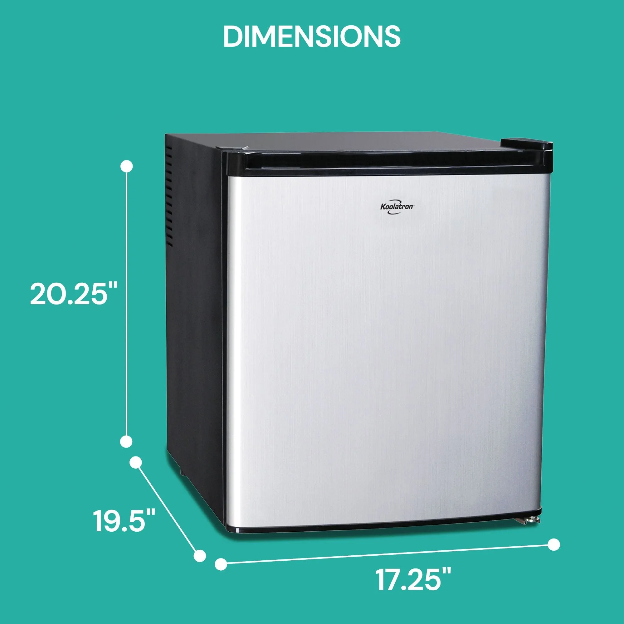 Koolatron SuperKool AC/DC Refrigerator 1.7 Cu Ft (48L) | Thermoelectric Heat Pipe Fridge | 12V DC & 110V AC Power Cords | Stainless Steel Portable Cooler Fits Most Truck Cabs | Silver & Black