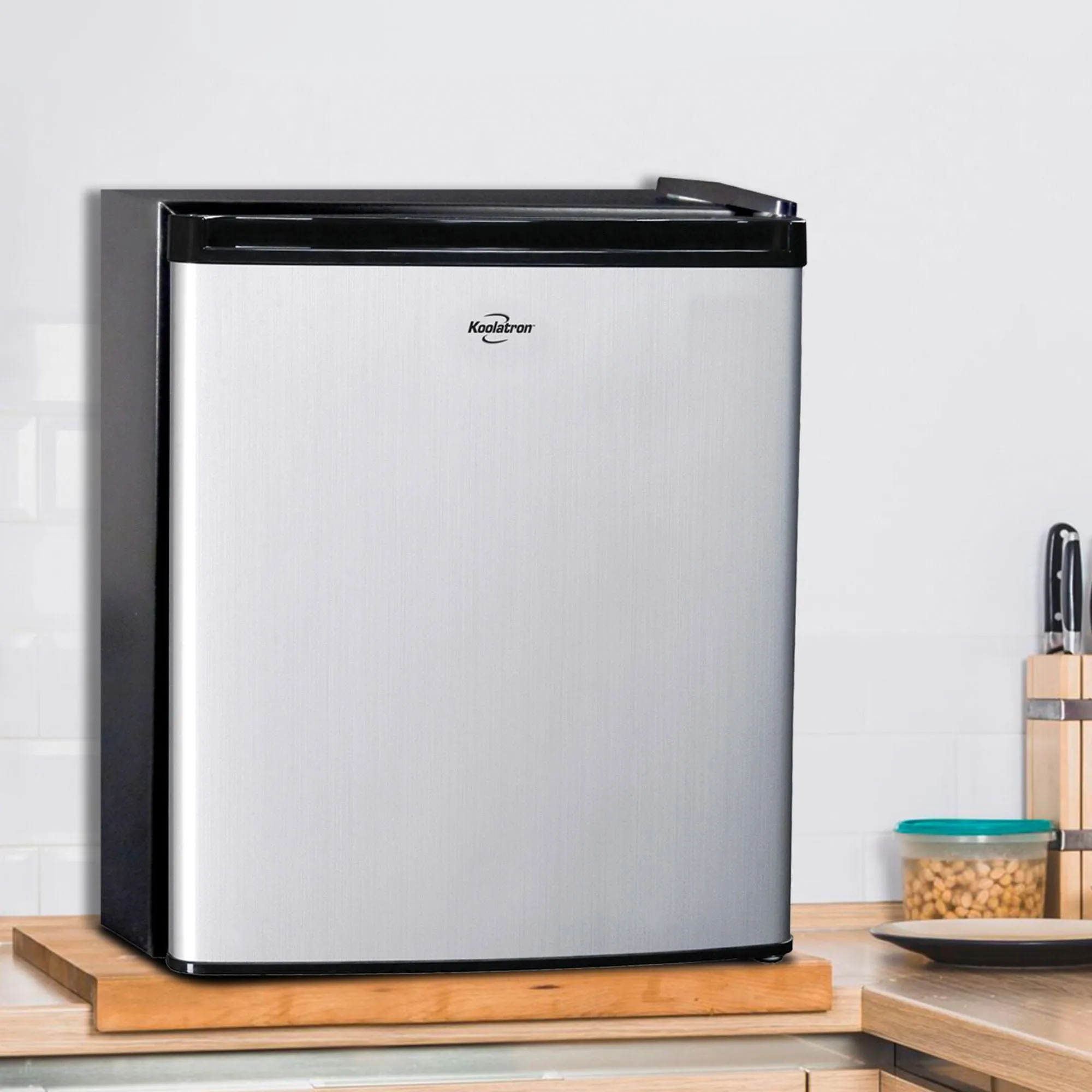 Koolatron SuperKool AC/DC Refrigerator 1.7 Cu Ft (48L) | Thermoelectric Heat Pipe Fridge | 12V DC & 110V AC Power Cords | Stainless Steel Portable Cooler Fits Most Truck Cabs | Silver & Black