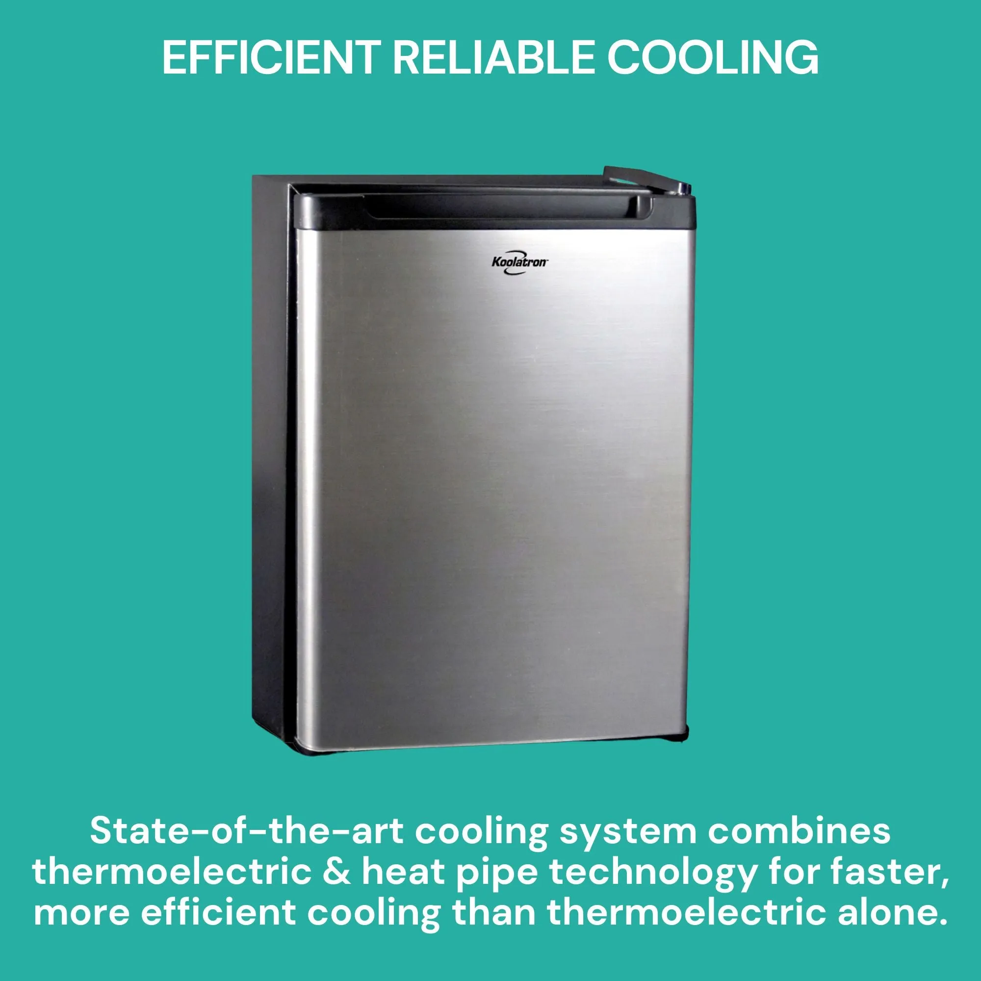 Koolatron SuperKool AC/DC Refrigerator 1.76 Cu Ft (50L) | Thermoelectric Heat Pipe Fridge | 12V DC & 110V AC Power Cords | Stainless Steel Portable Cooler Fits Most Truck Cabs | Silver & Black