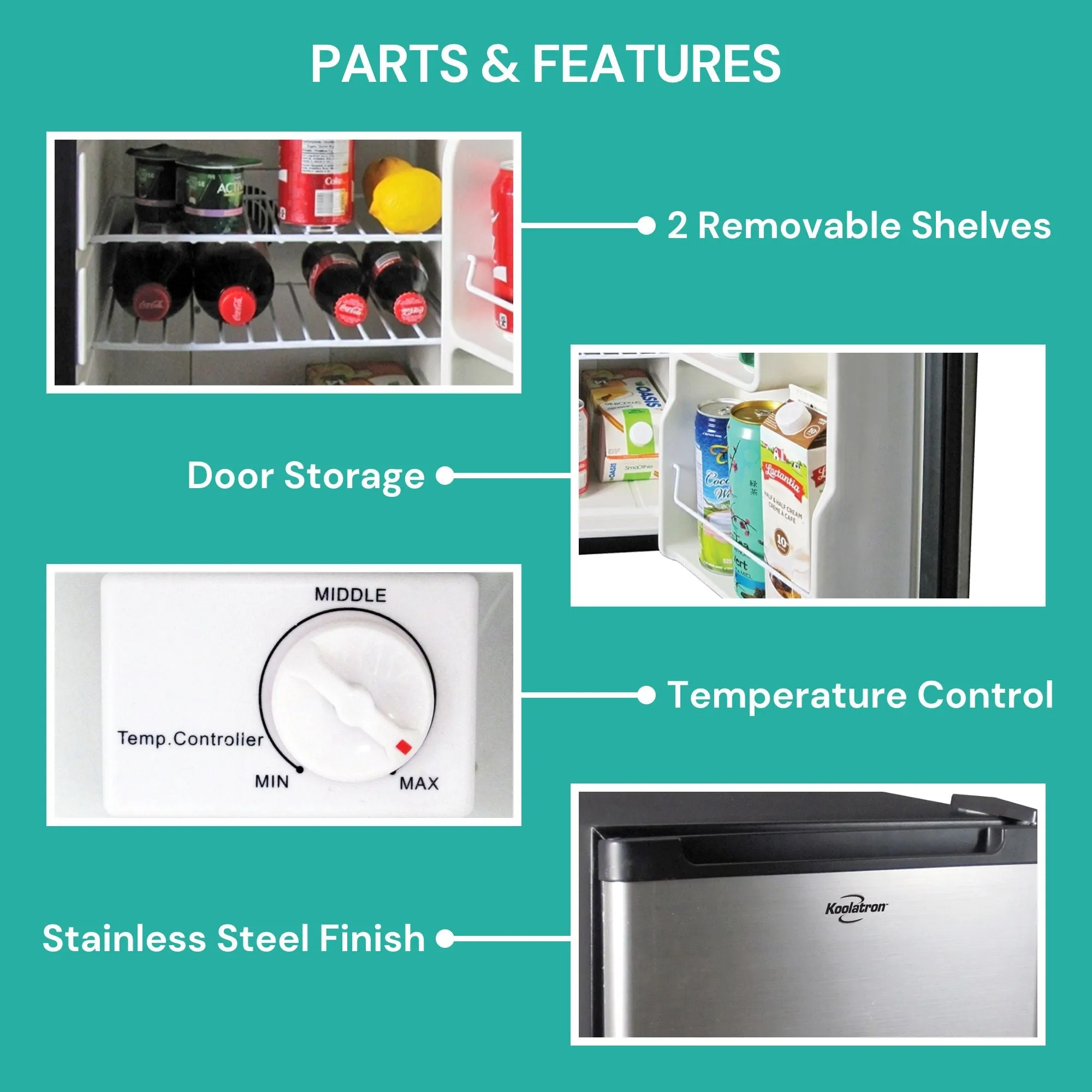 Koolatron SuperKool AC/DC Refrigerator 1.76 Cu Ft (50L) | Thermoelectric Heat Pipe Fridge | 12V DC & 110V AC Power Cords | Stainless Steel Portable Cooler Fits Most Truck Cabs | Silver & Black