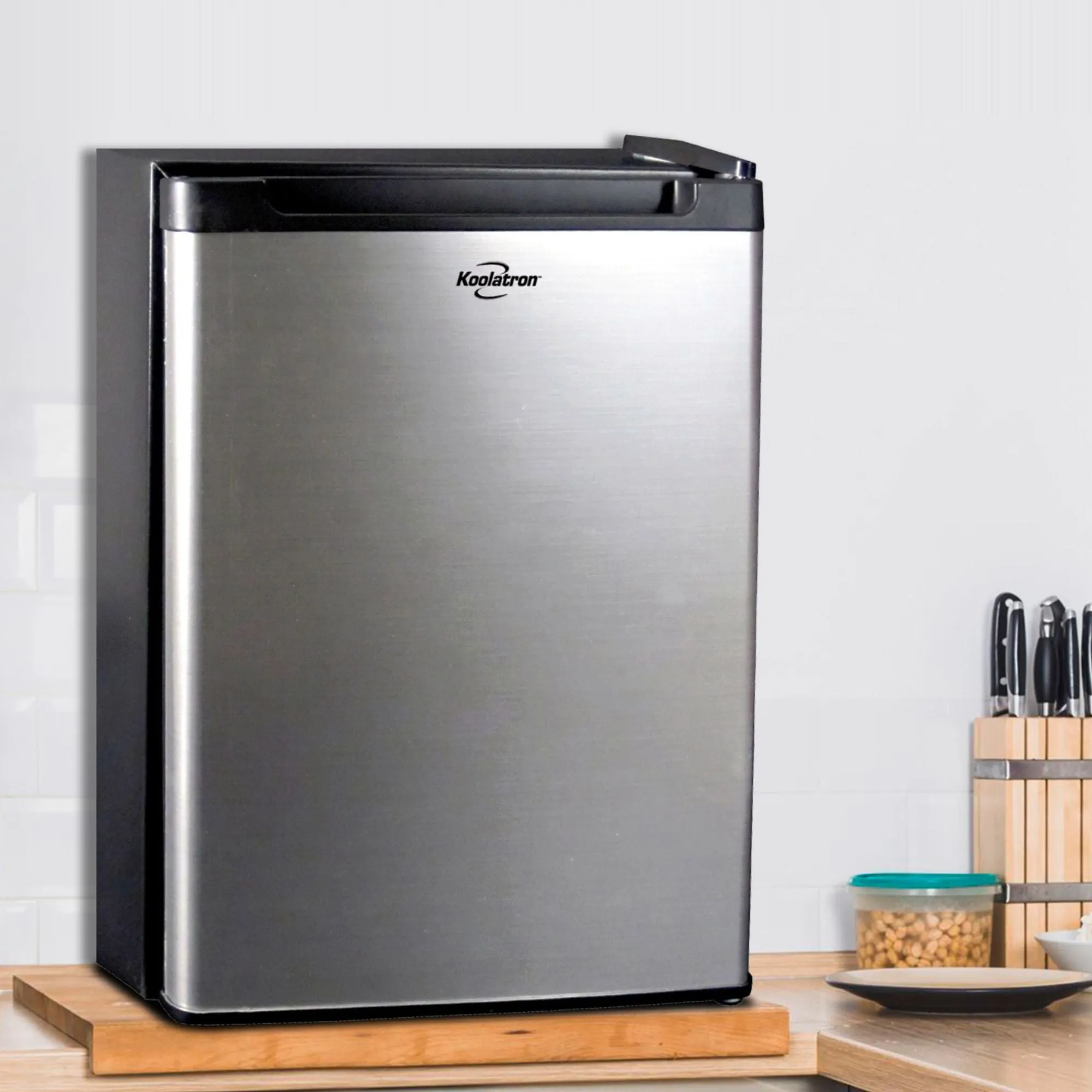 Koolatron SuperKool AC/DC Refrigerator 1.76 Cu Ft (50L) | Thermoelectric Heat Pipe Fridge | 12V DC & 110V AC Power Cords | Stainless Steel Portable Cooler Fits Most Truck Cabs | Silver & Black
