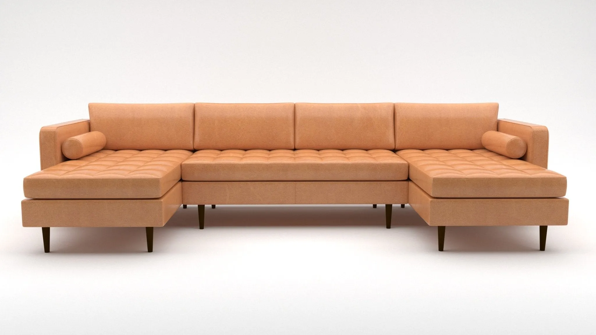 Ladybird 132" Leather Double Chaise with Armless Loveseat