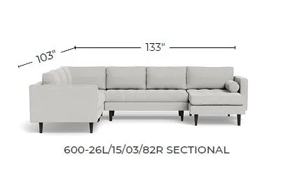 Ladybird 133" Corner Sectionals w. Right Chaise