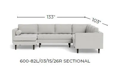 Ladybird 133" Leather Corner Sectionals w. Left Chaise