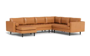 Ladybird 133" Leather Corner Sectionals w. Left Chaise