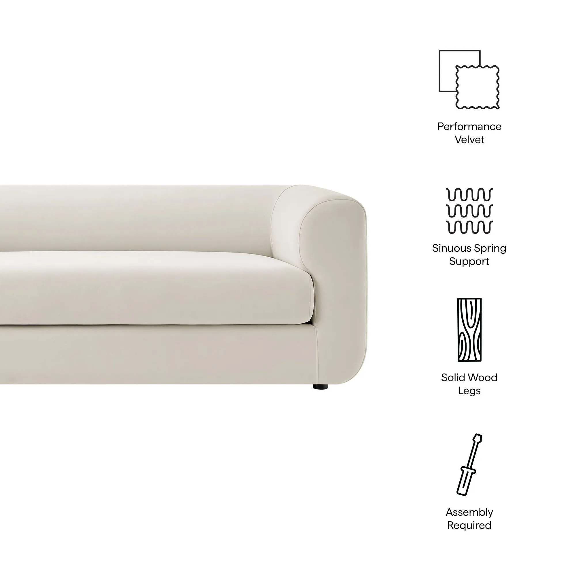 Leif 89" Performance Velvet Upholstered Sofa by Modway