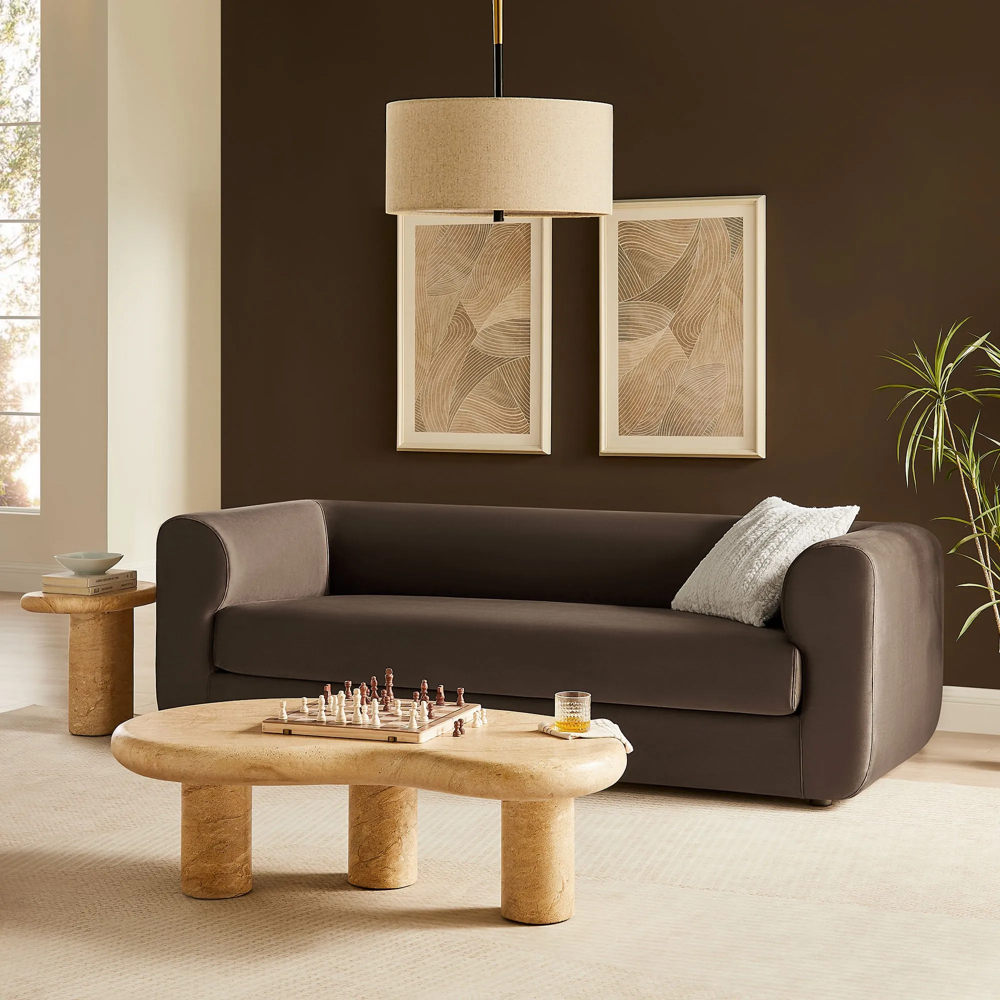 Leif 89" Performance Velvet Upholstered Sofa by Modway