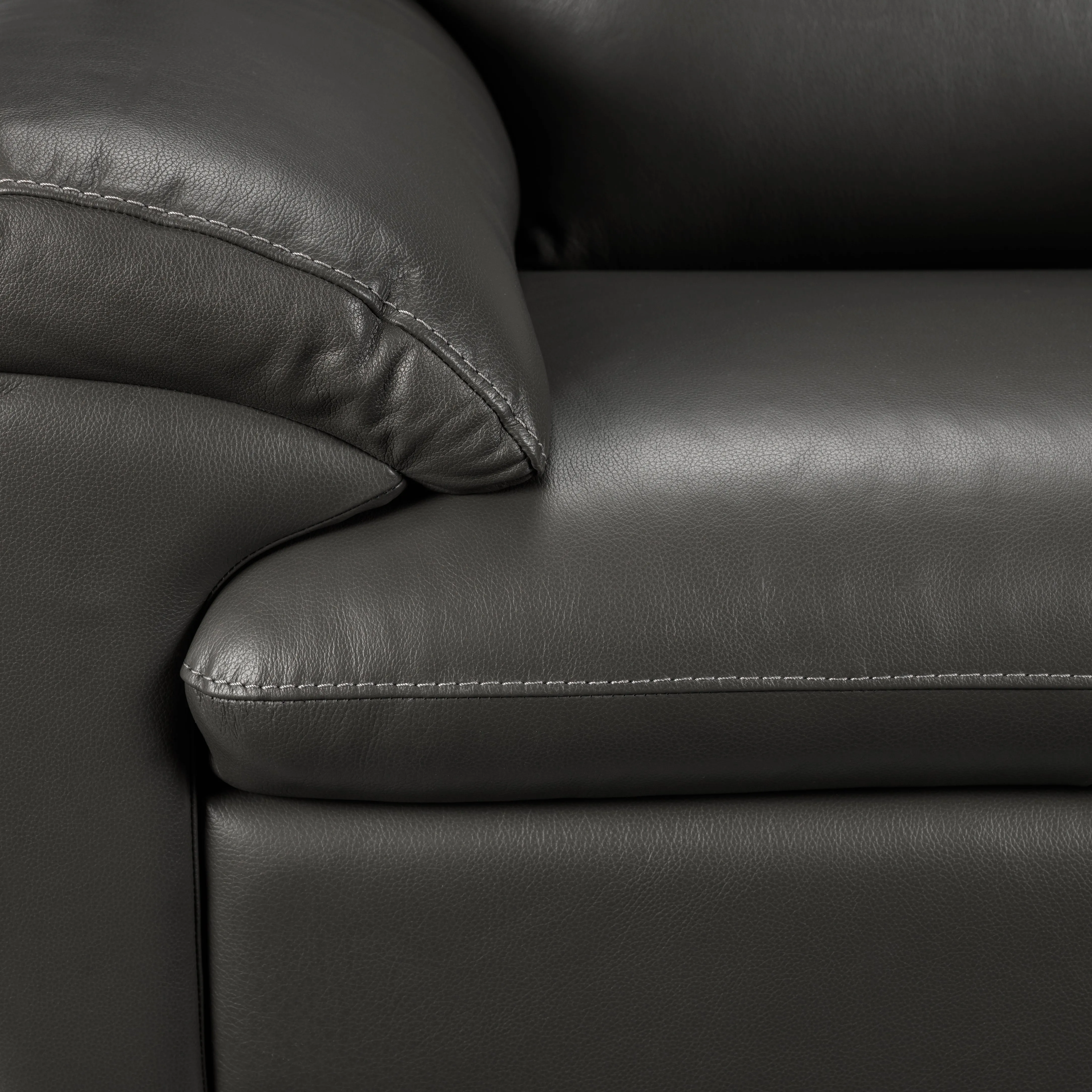 Leonardo Leather Sofa, Loveseat and Chair Set - Grey