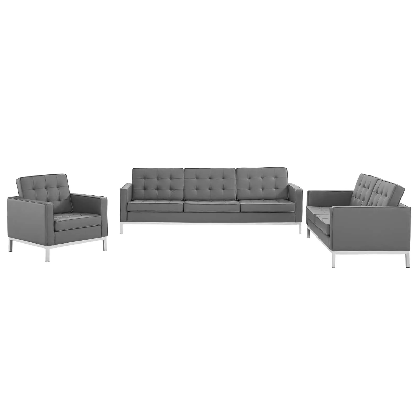Loft 3 Piece Tufted Upholstered Faux Leather Set by Modway