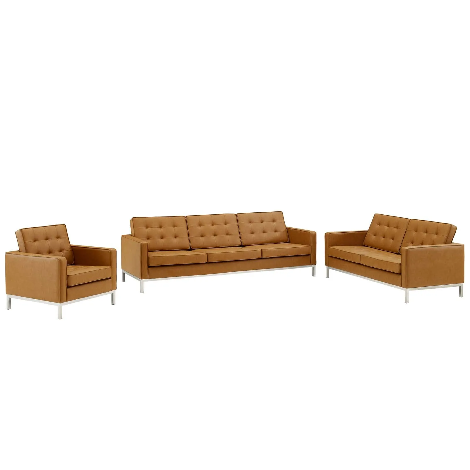 Loft 3 Piece Tufted Upholstered Faux Leather Set by Modway