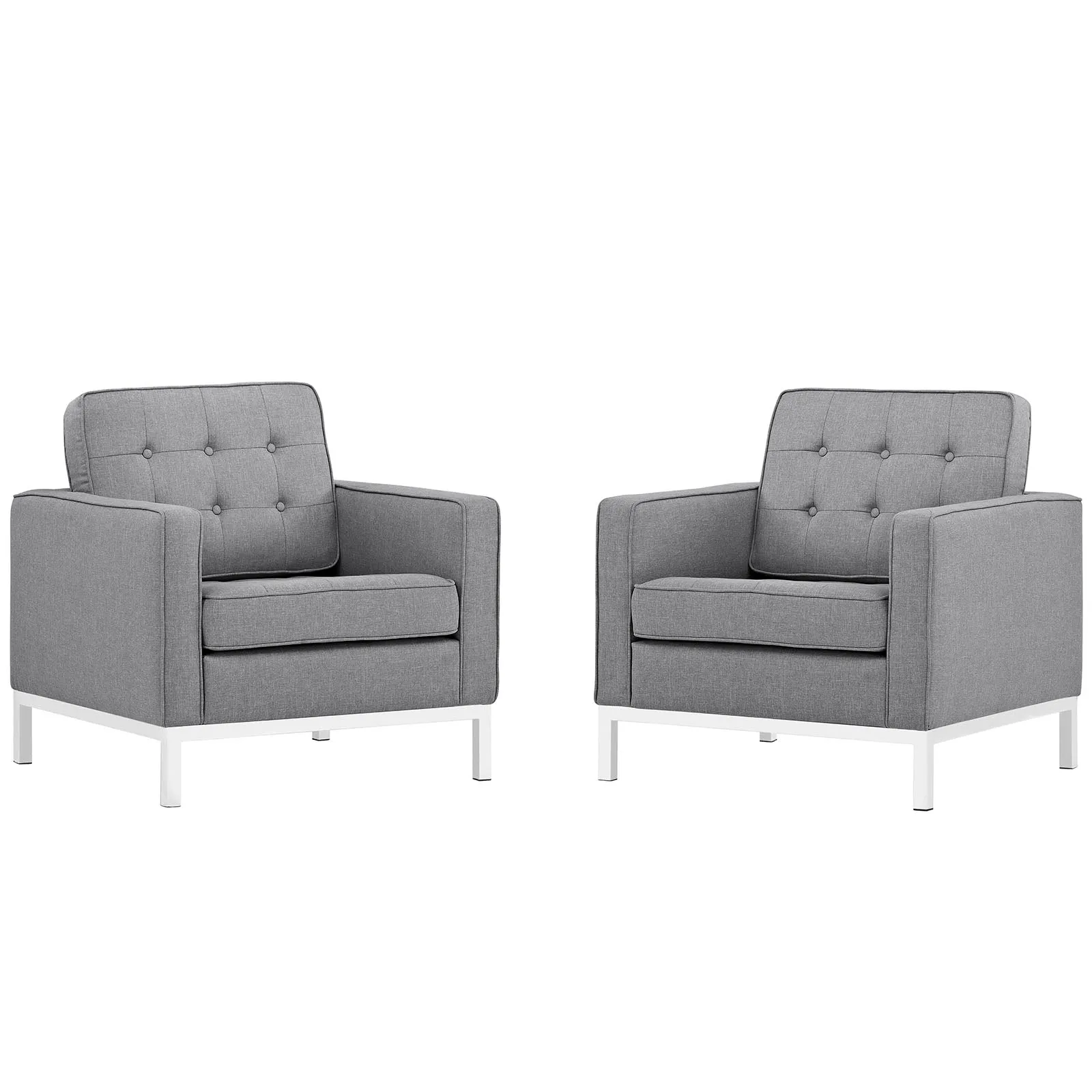 Loft Armchairs Upholstered Fabric Set of 2 by Modway
