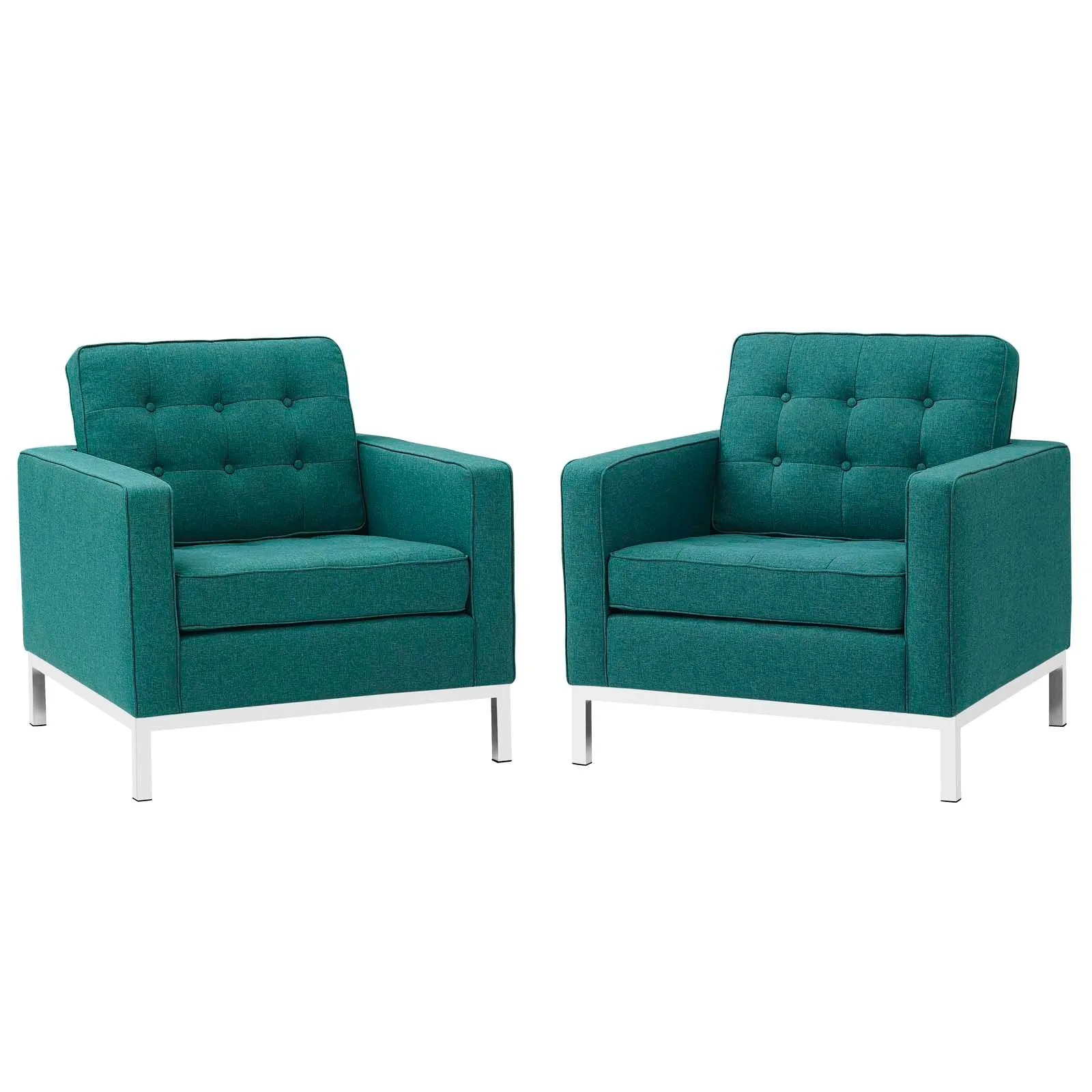 Loft Armchairs Upholstered Fabric Set of 2 by Modway