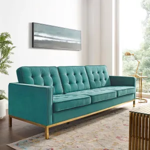Loft Gold Stainless Steel Leg Performance Velvet Sofa by Modway