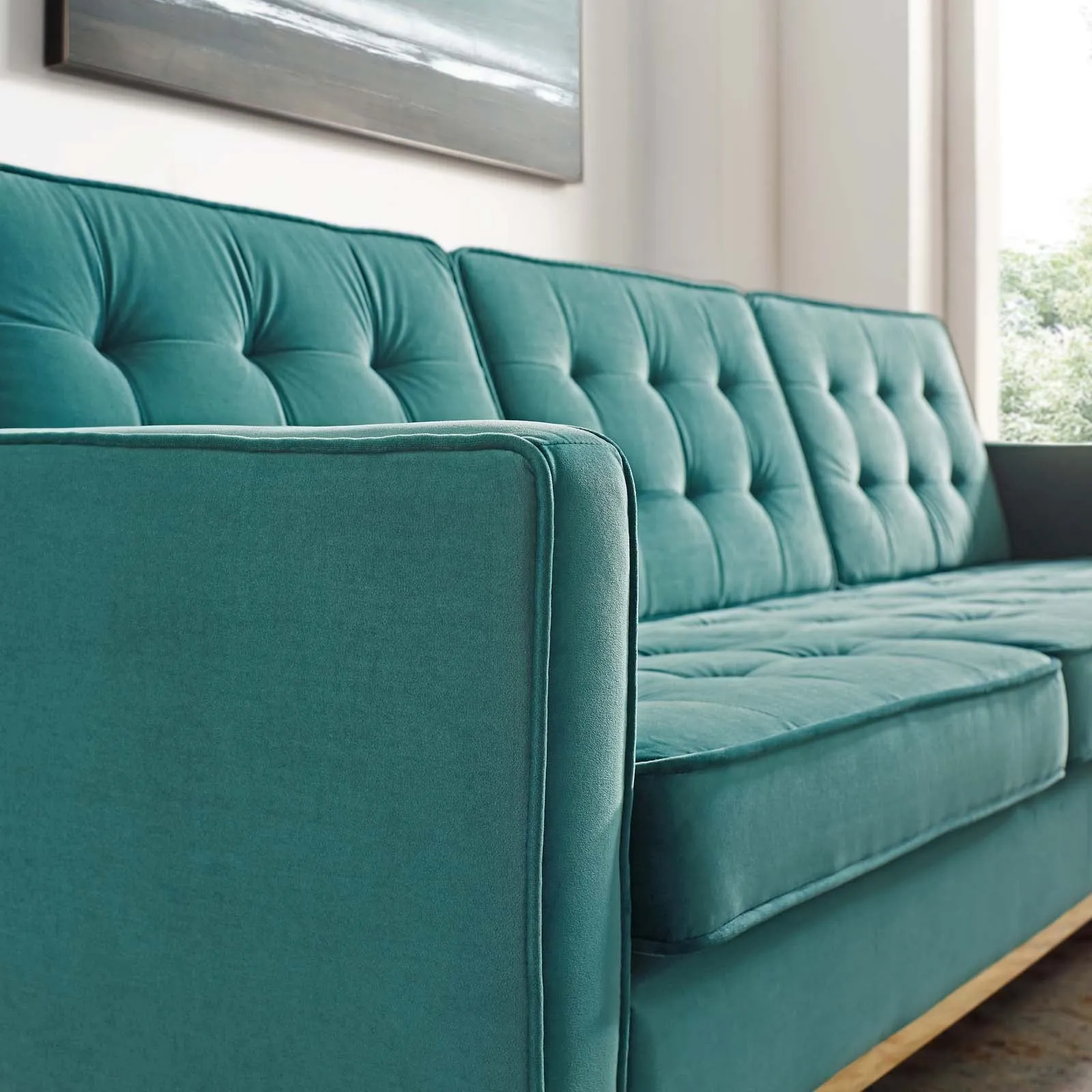 Loft Gold Stainless Steel Leg Performance Velvet Sofa by Modway