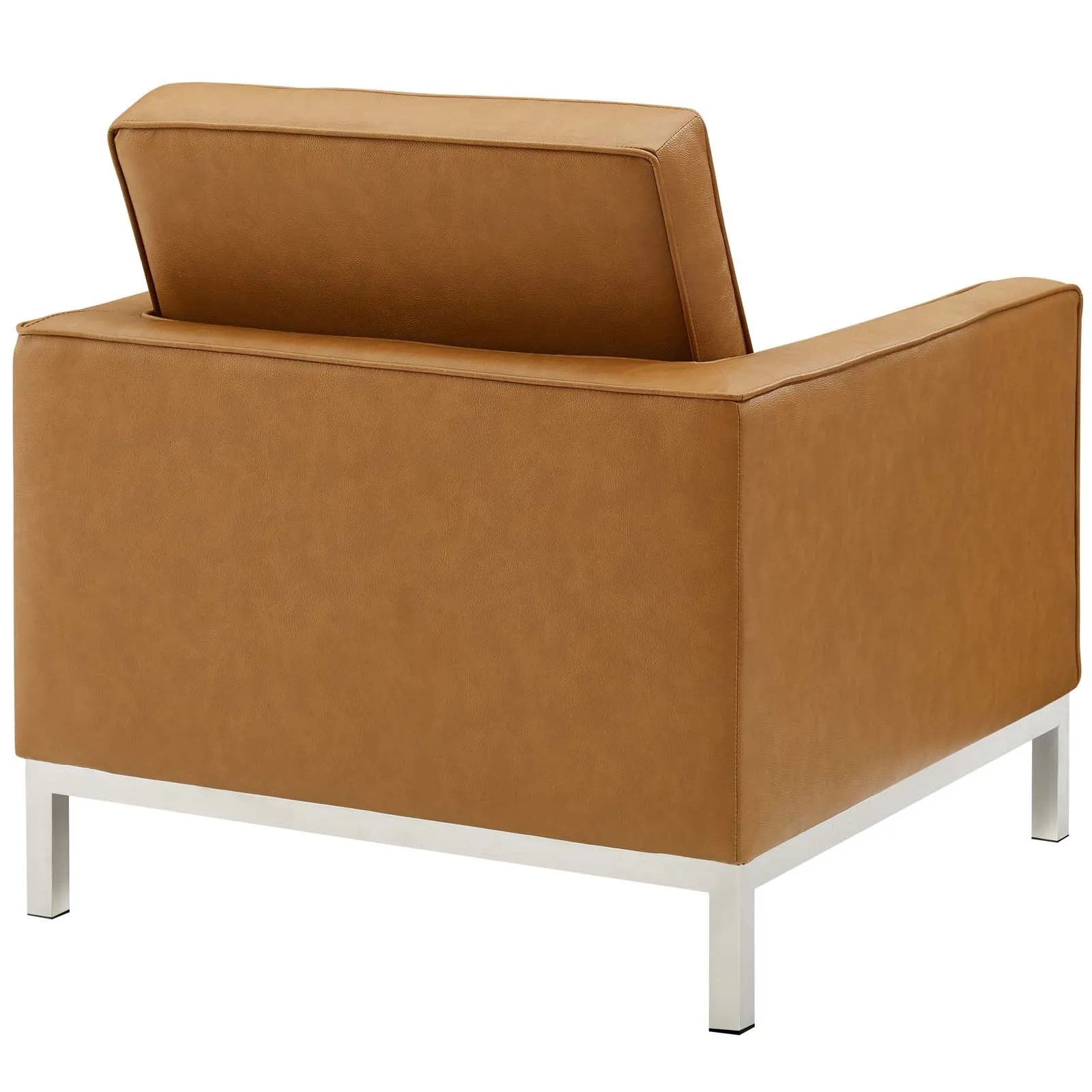 Loft Tufted Upholstered Faux Leather Sofa and Armchair Set by Modway